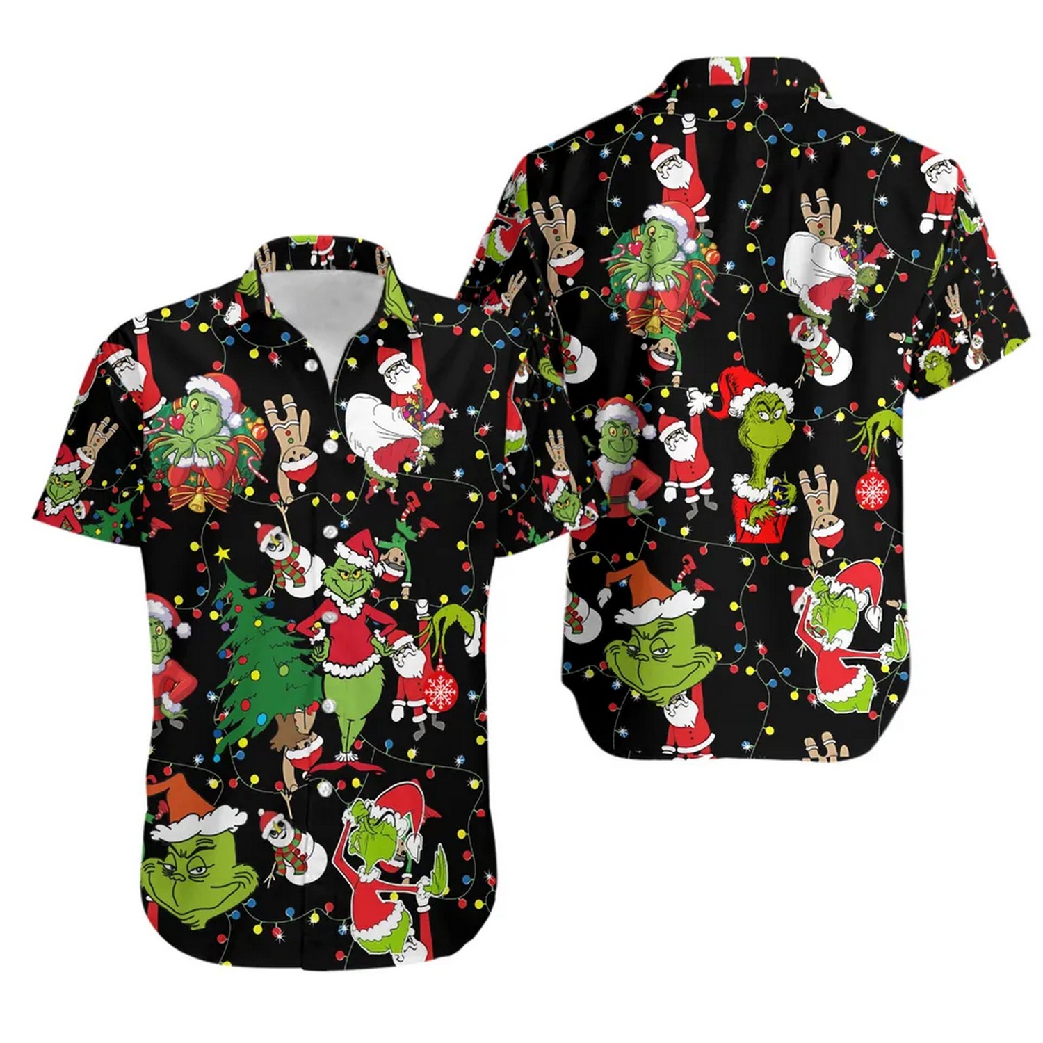 christmas grinch black hawaiian shirt gdnp2