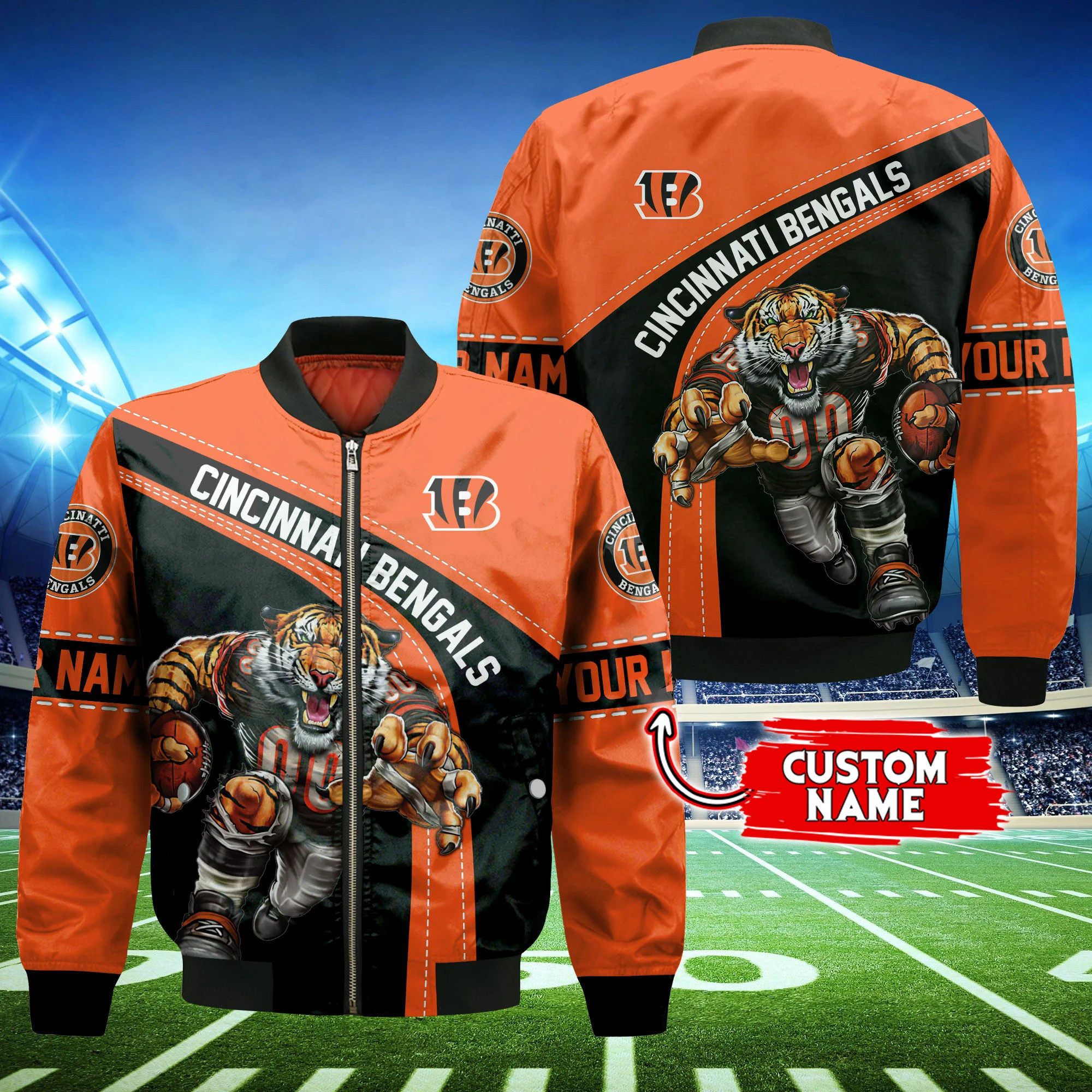 cincinnati bengals personalized thick bomber jacket cs114 9fm9e