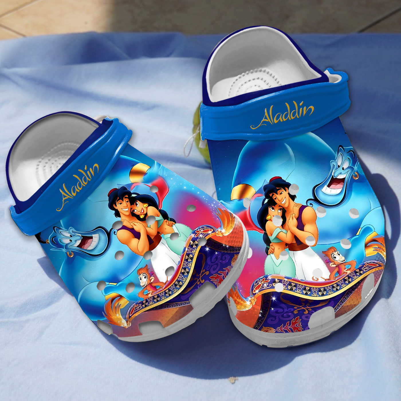 classic aladdin and the genie cartoon clogs for kids and adults a8cik