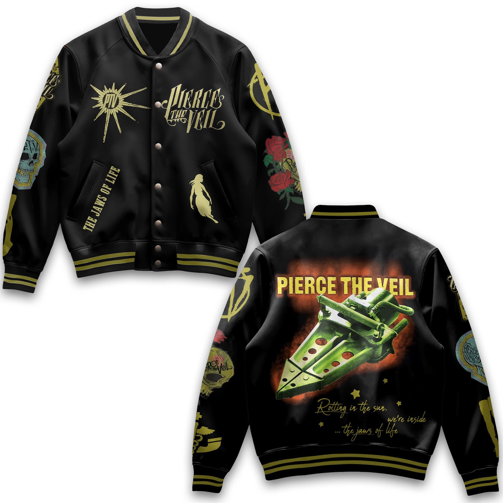 classic black pierce the veil cool baseball jacket oufxv