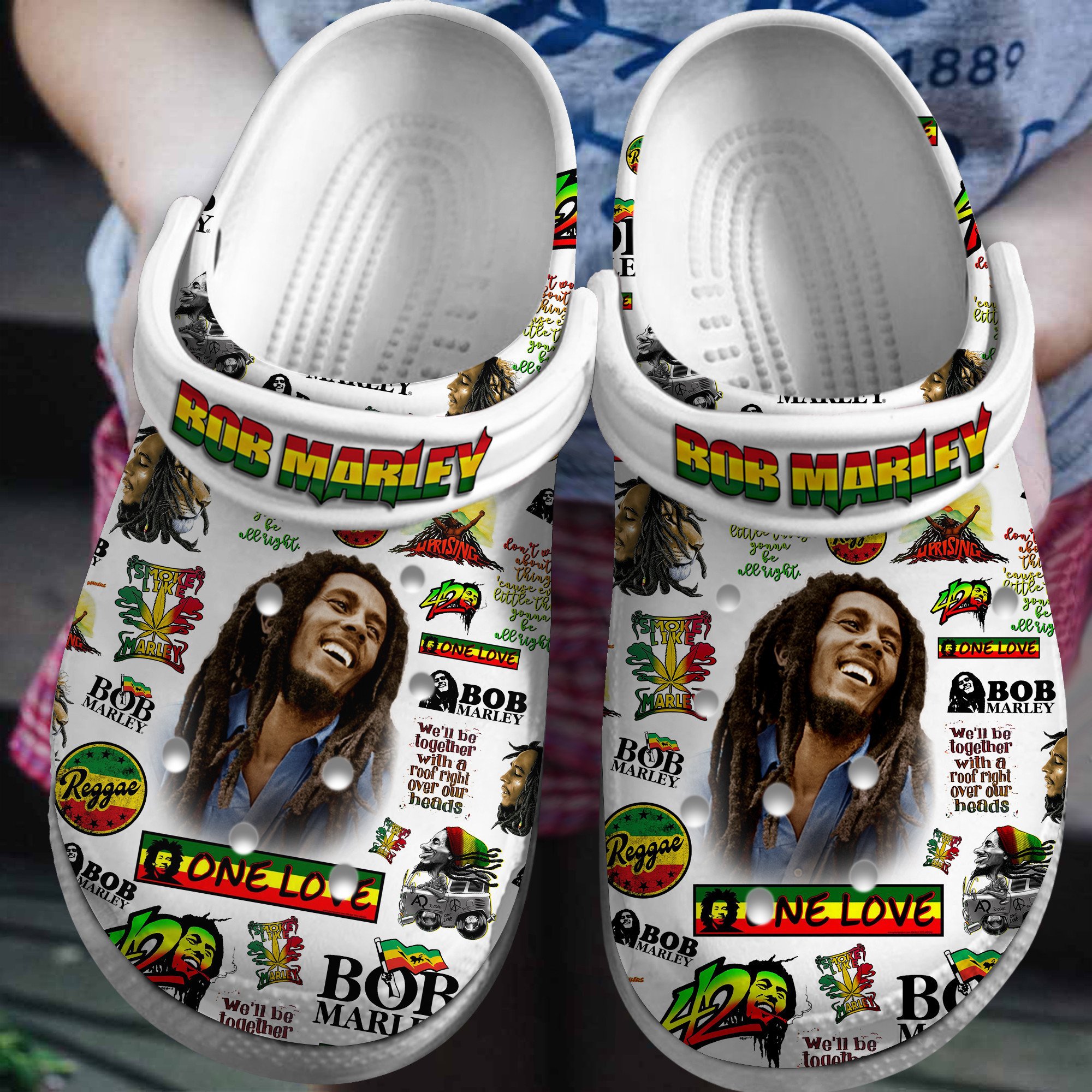 classic bob marley white music artist clogs for kids and adults znrfn