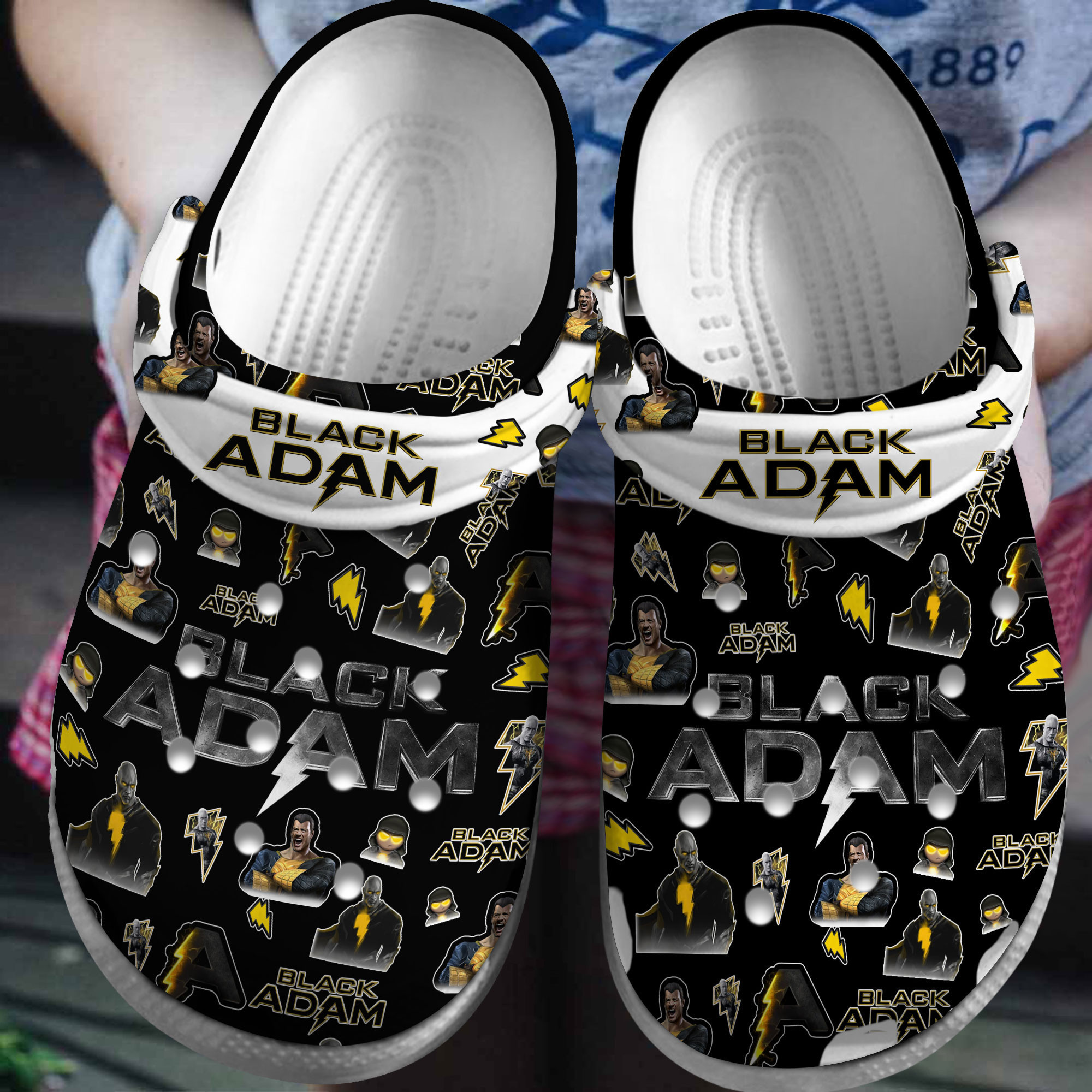 classic cool black adam movie clogs for kids and adults bucfk