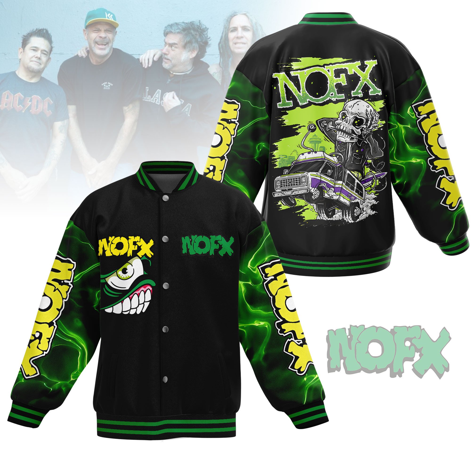 classic cool nofx green toxic baseball jacket ob6lw