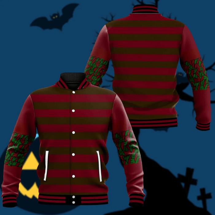classic horror freddy krueger pattern halloween baseball jacket jsyfd