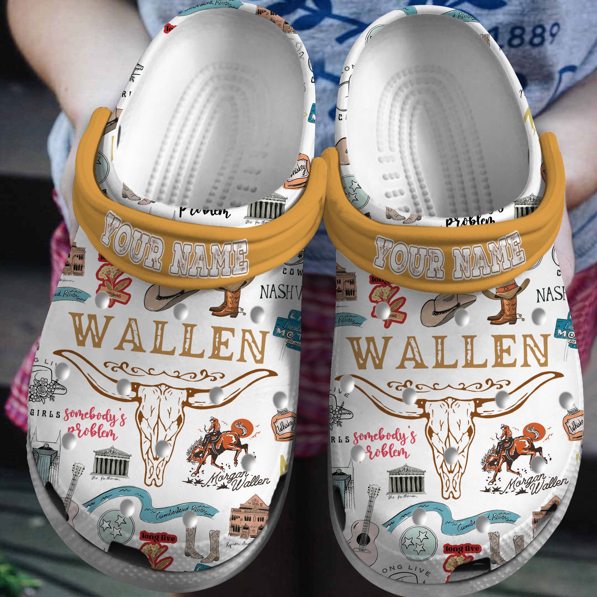 classic morgan wallen white custom clogs for kids 26 adluts dqxwx