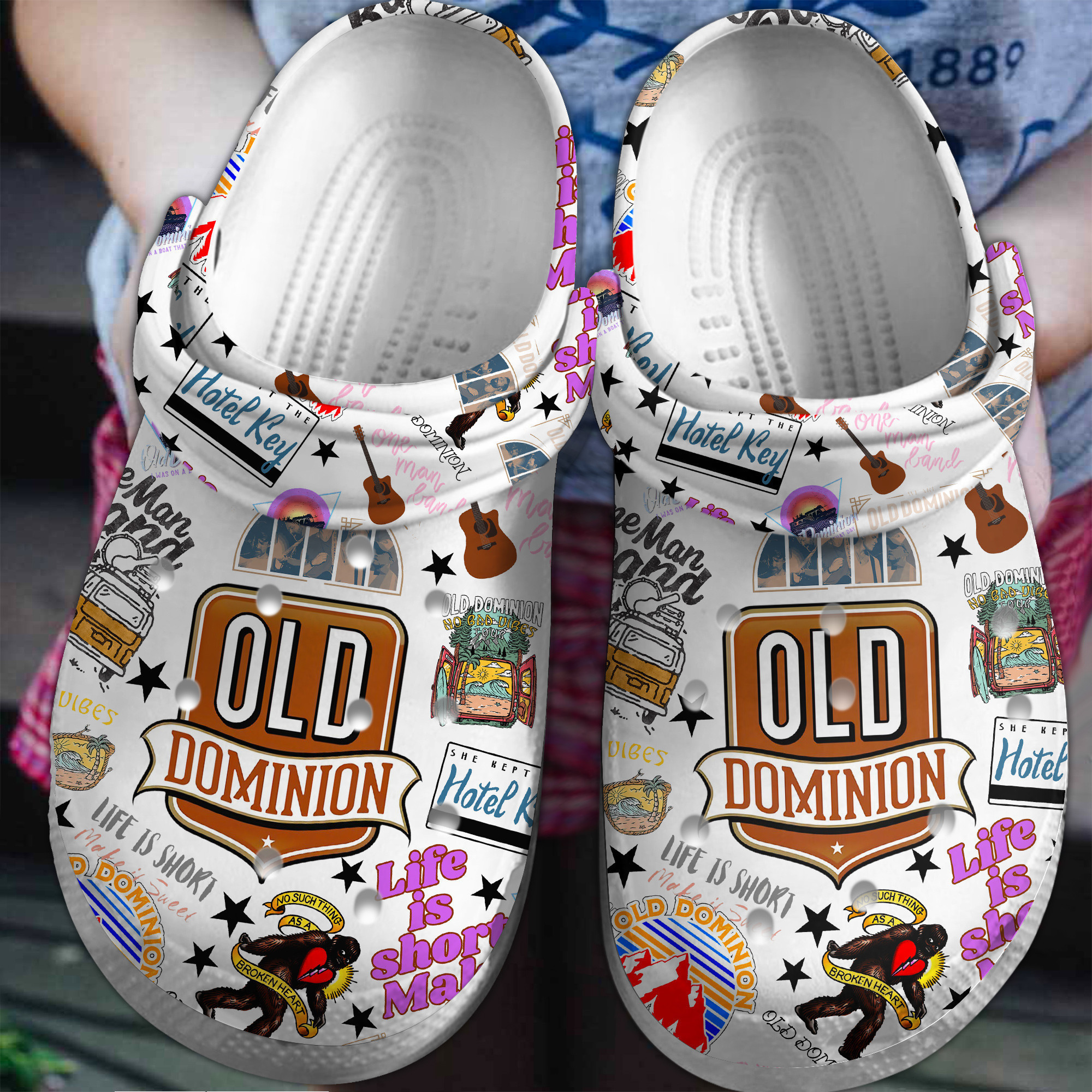 classic old dominion music white clogs for kids and adults jdonr