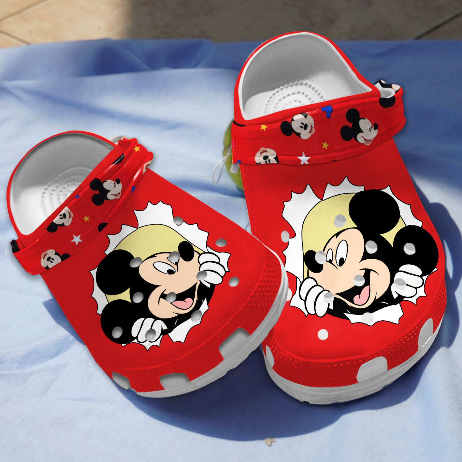 classic red shoes mickey mouse iconic smile clogs fast shipping worldwide vfqis