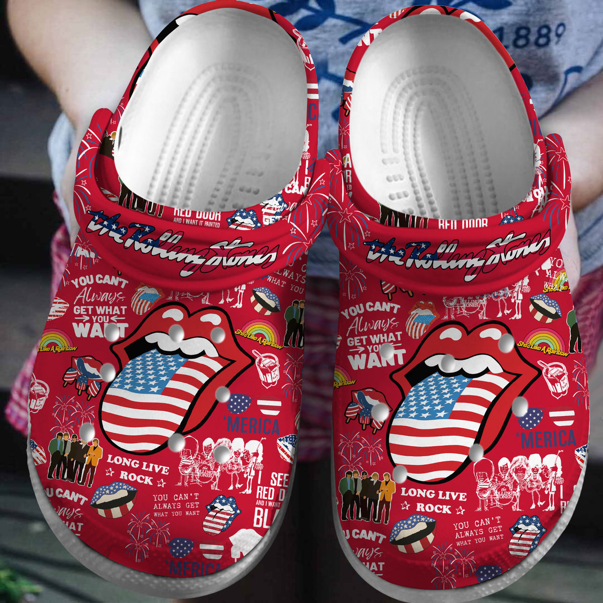 classic rolling stones red clogs for kids 26 adults sebuj