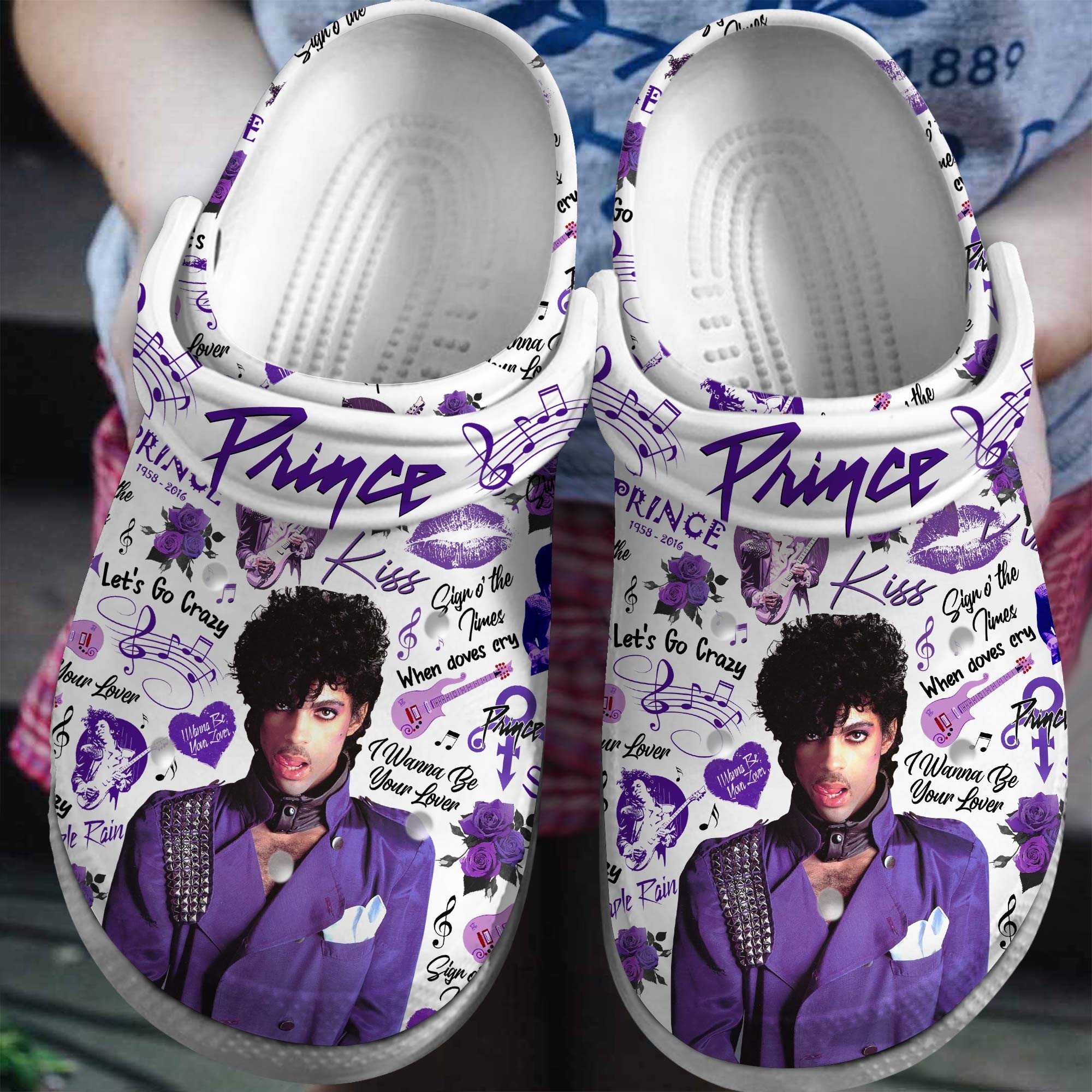 classic slippers prince music white clogs for men 26 women dcv9f