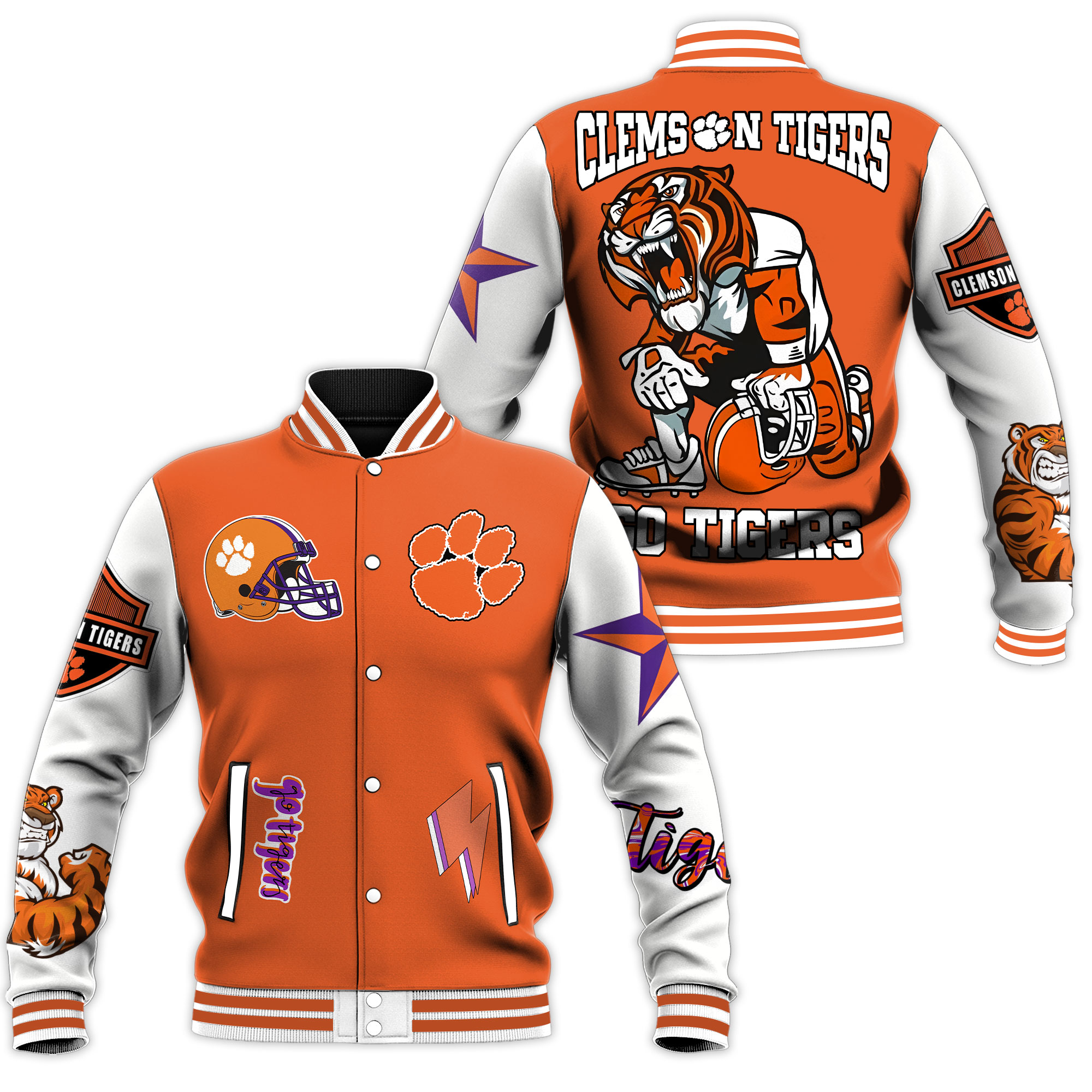 clems on tigers go tiger football baseball jacket jiozt