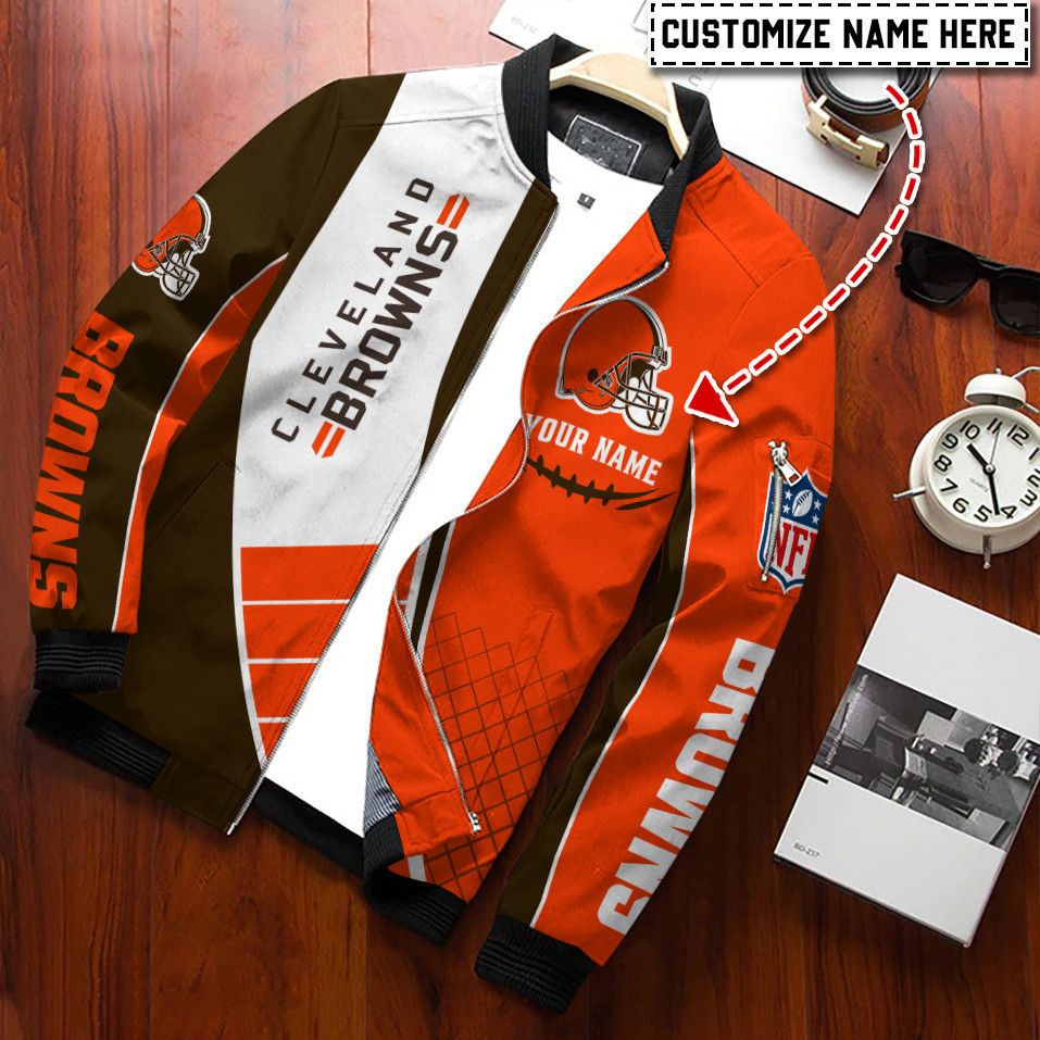 cleveland browns personalized bomber jacket bg247 dsmot