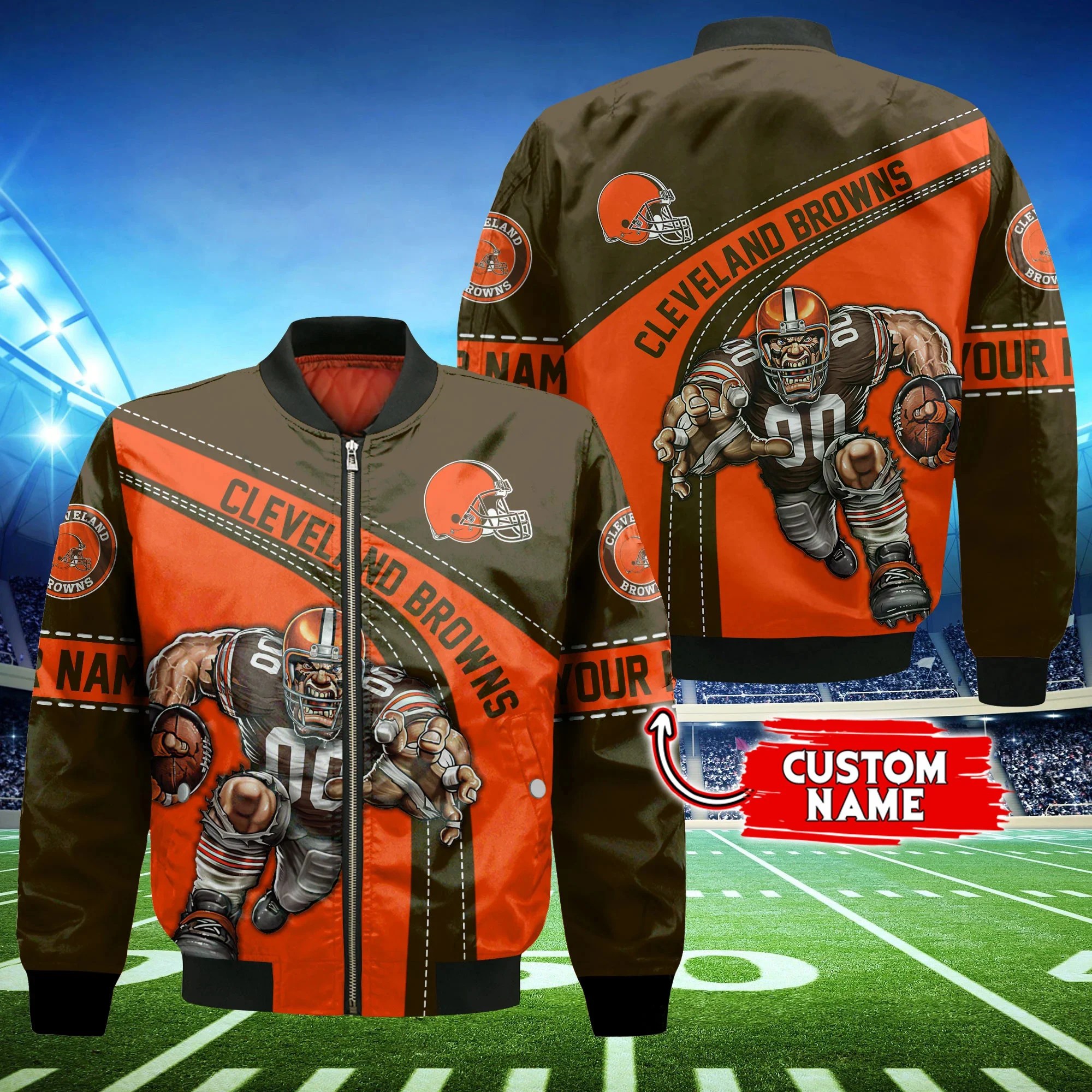 cleveland browns personalized thick bomber jacket cs115 iznch