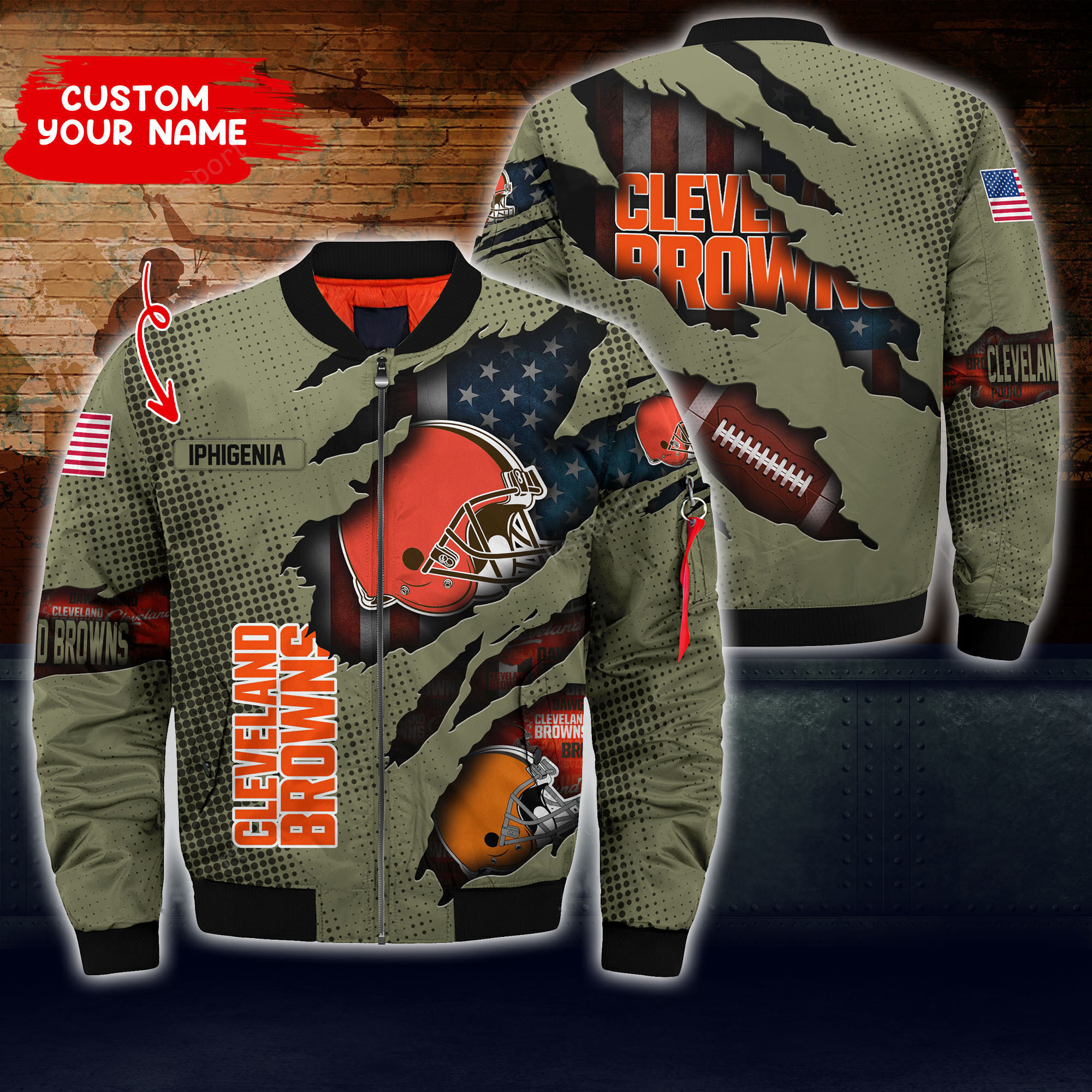 cleveland browns personalized thick bomber jacket cs47 pztfu
