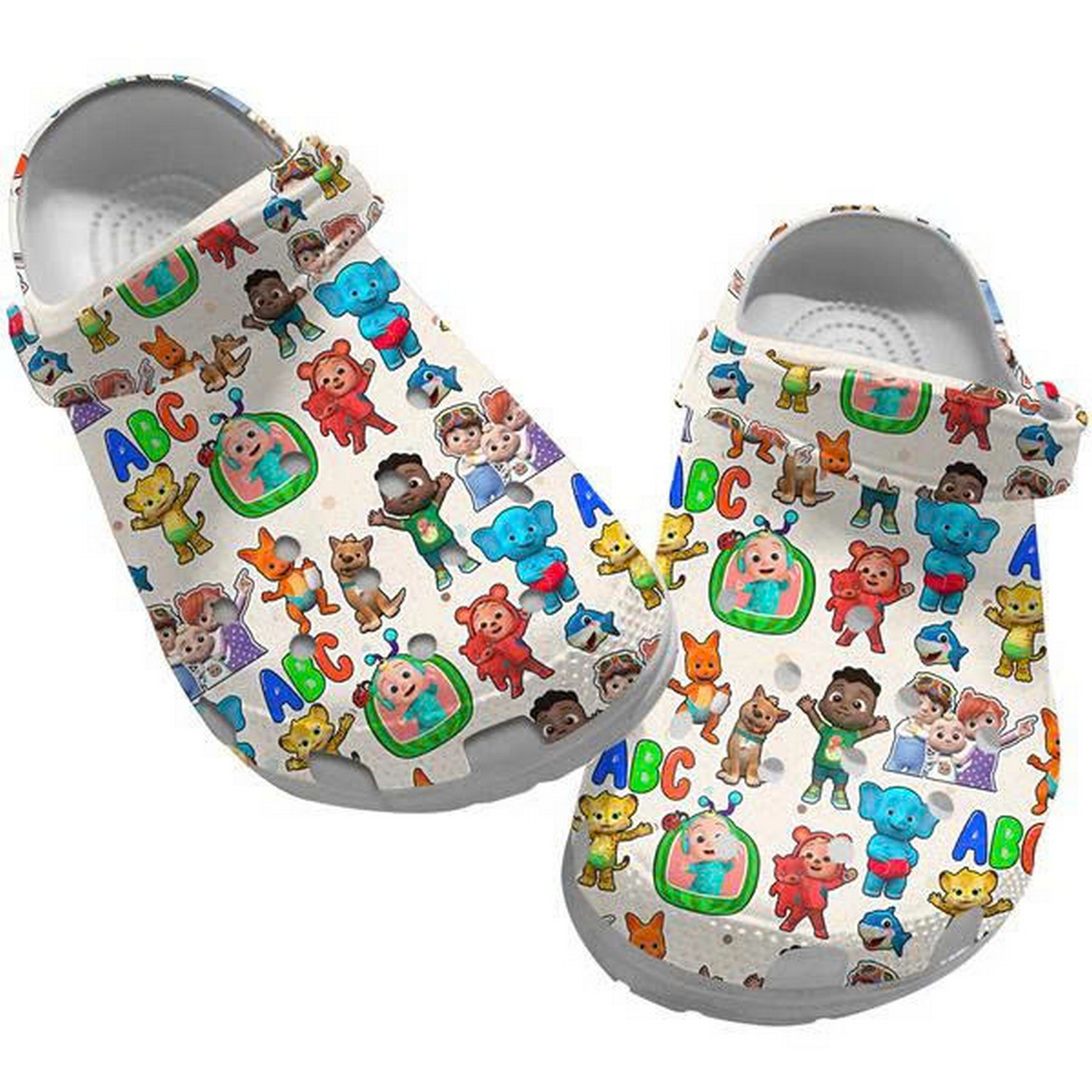 cocomelon cartoon characters alphabet white clogs for kids 26 adults ijhjt