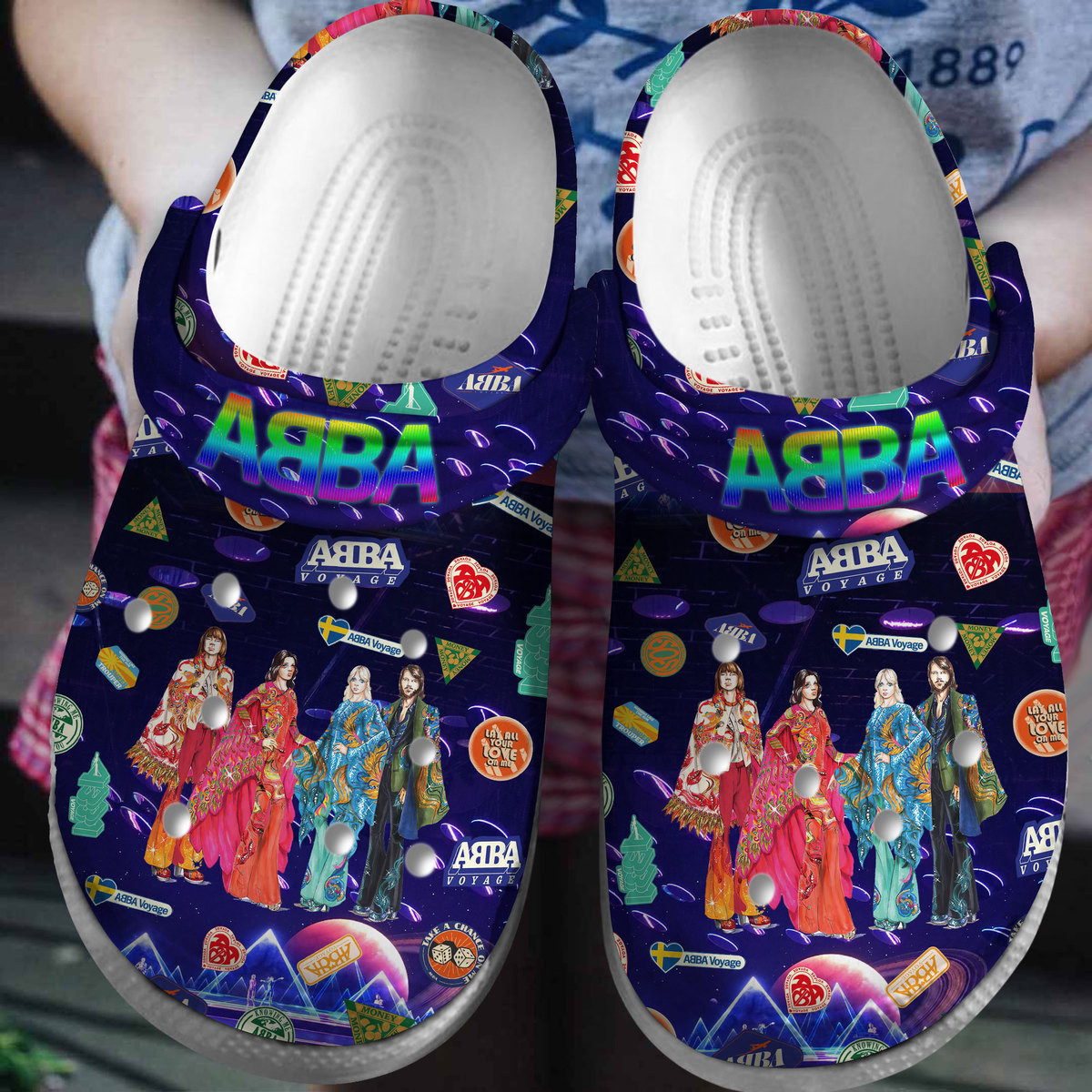 colorful abba music blue clogs for kids and adults e2i5f