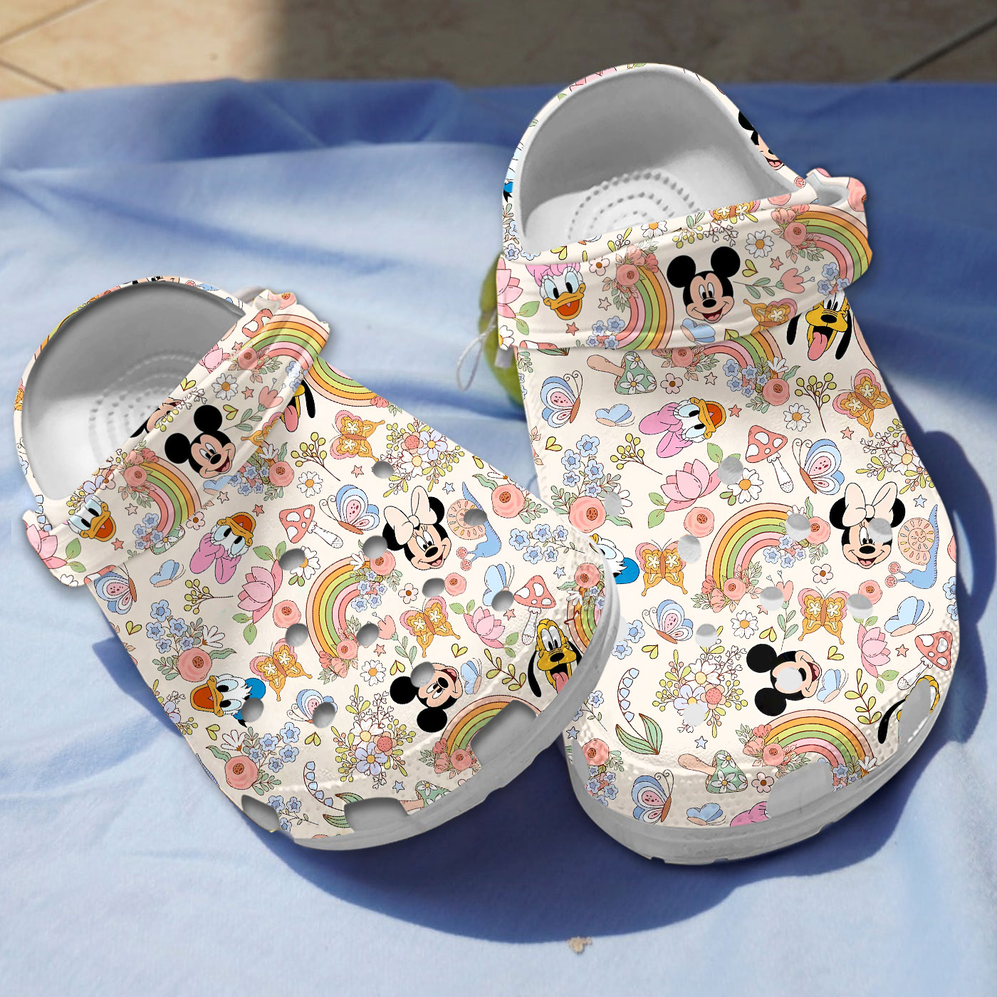 colorful beige slippers mickey mouse gang and flowers cartoon clogs fast shipping worldwide mrga7
