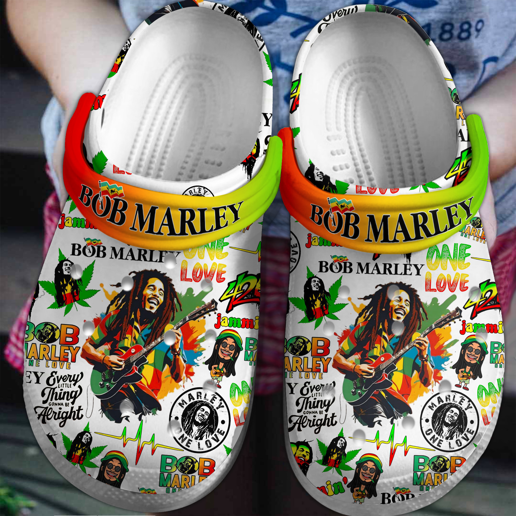 colorful cool bobmarley music artist clogs fast shipping worldwide daxuj