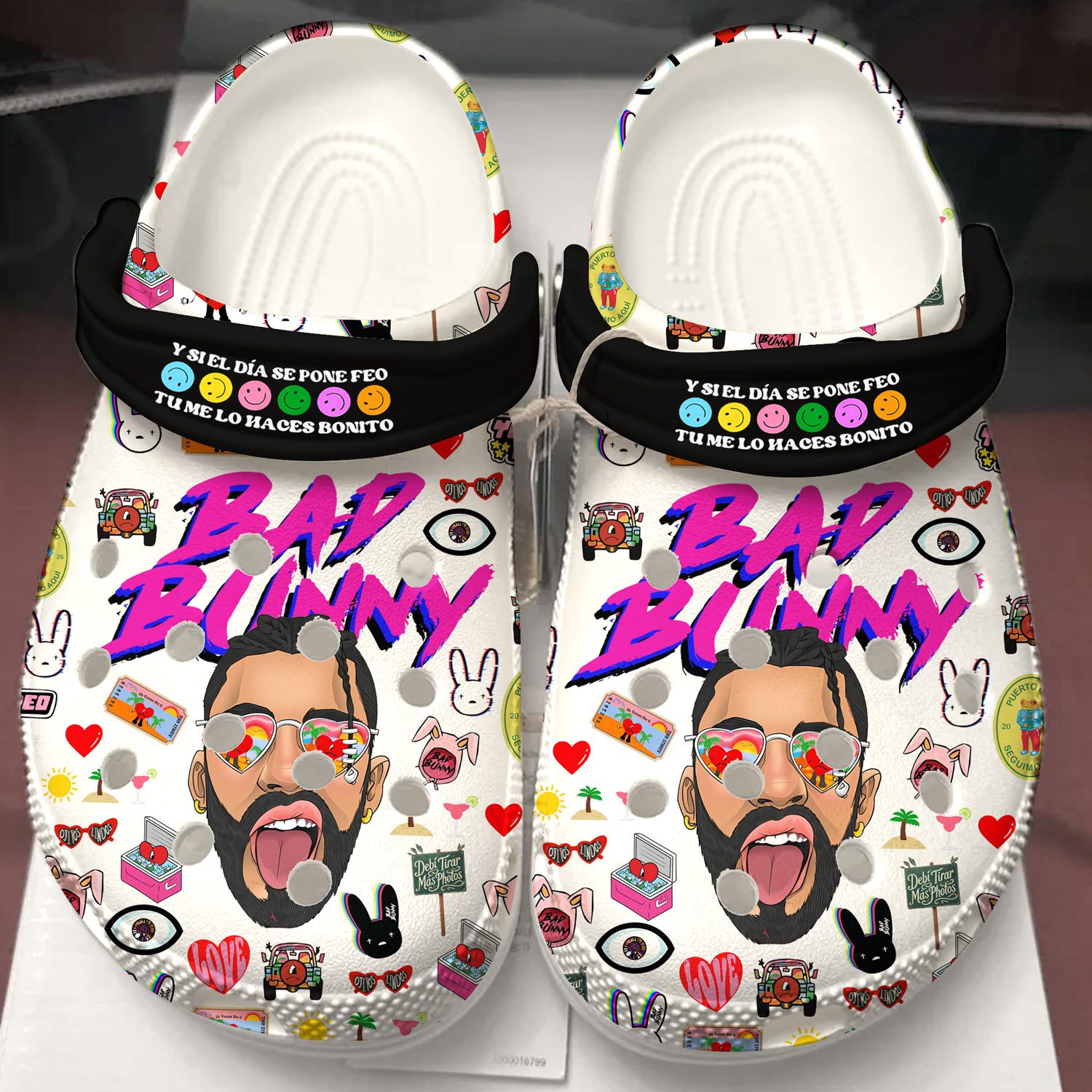 colorful design bad bunny music clogs unique shoes for music fans 3wlja