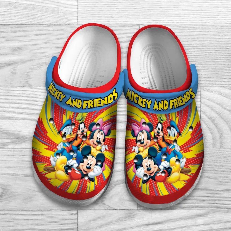 colorful design mickey and friends classic clogs for kids 26 adults qq541