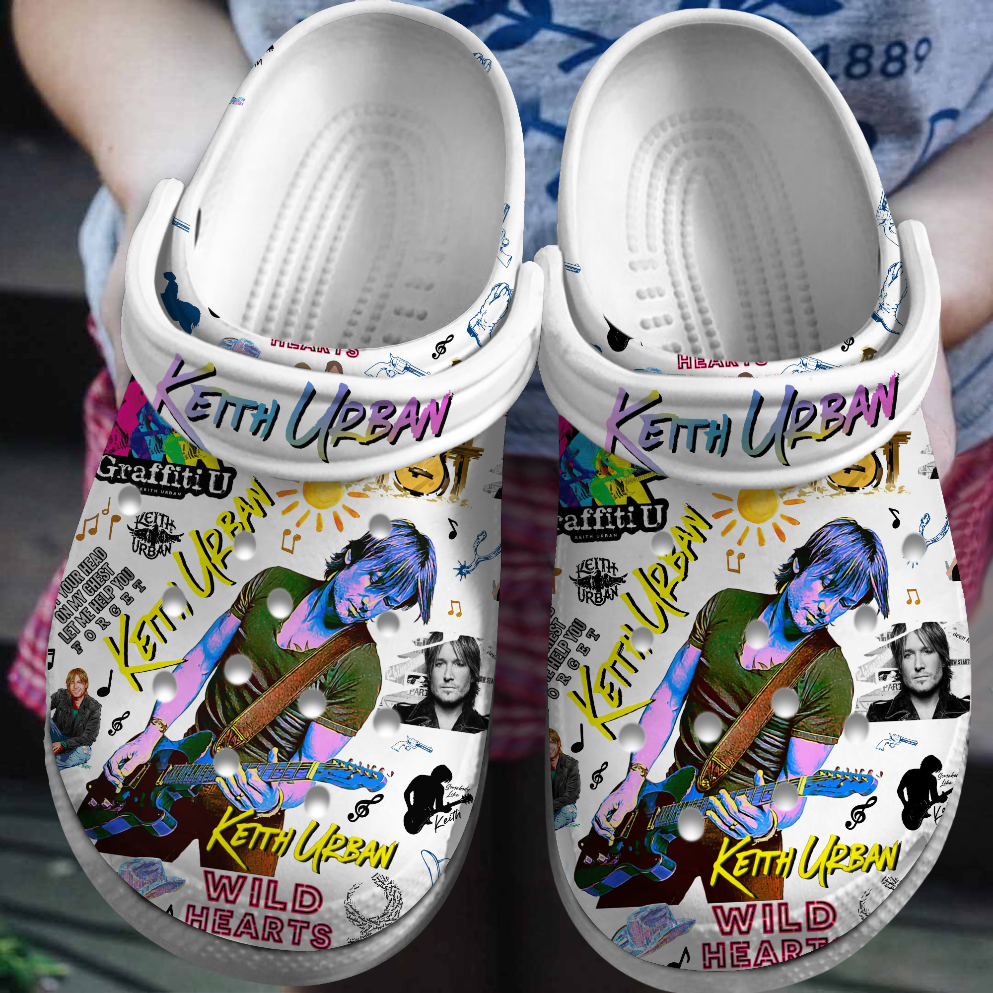 colorful keith urban music white cool clogs for kids 26 adults rlyml