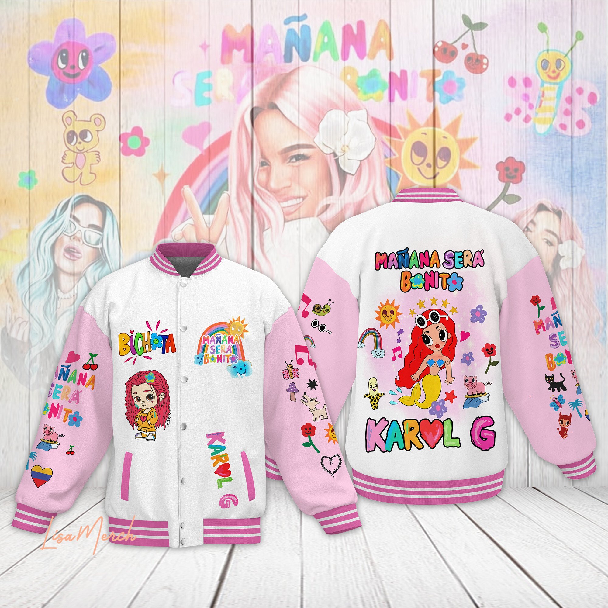 colorful manana sera bonito karol g music baseball jacket c51vh