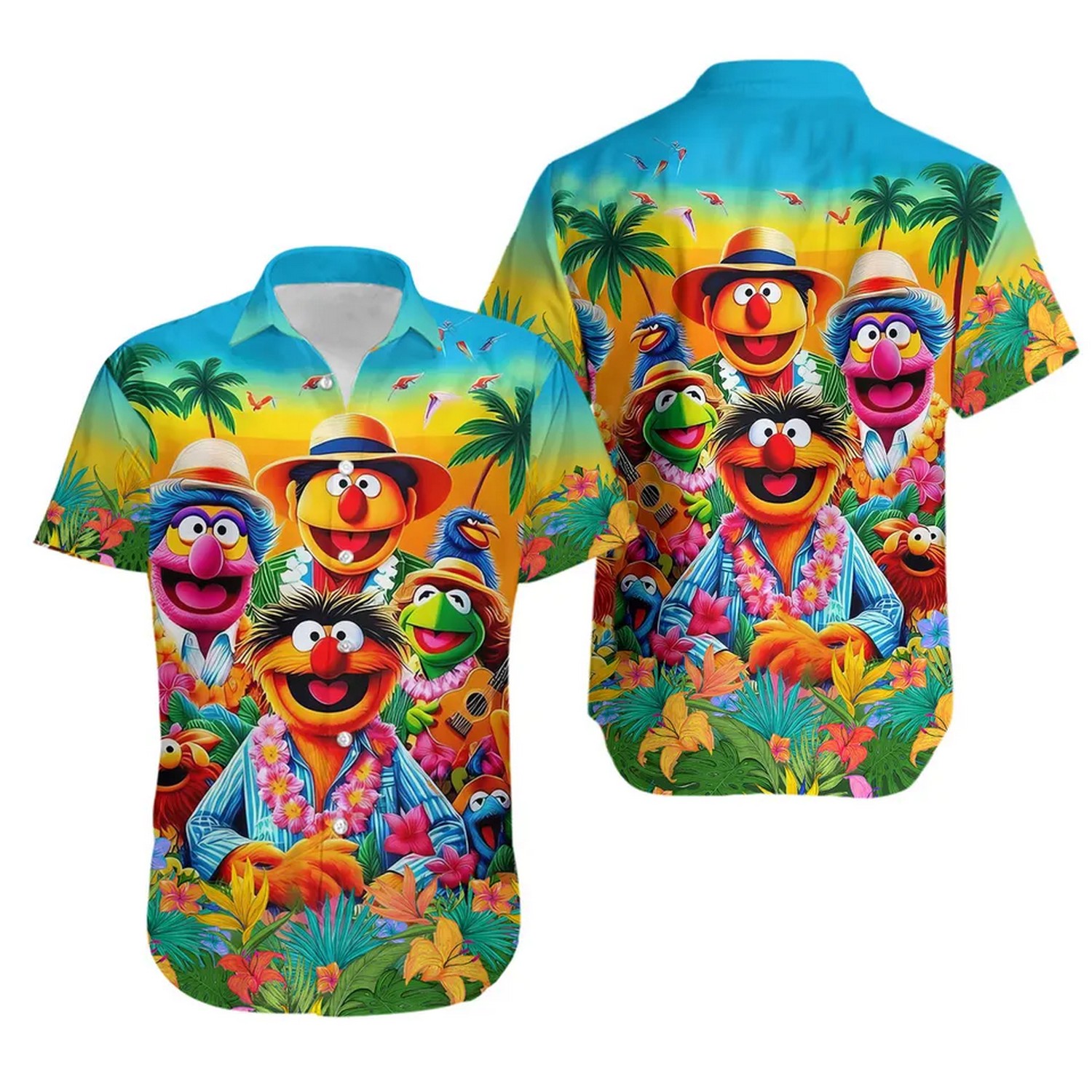colorful muppet animal summer tropical aloha hawaiian shirt f2qby