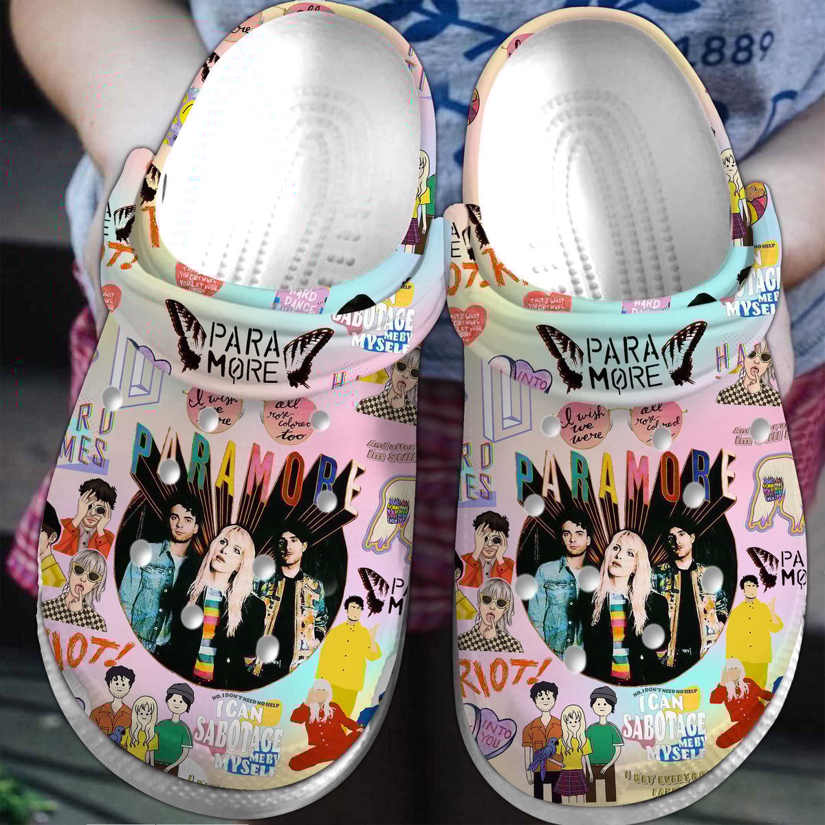 colorful paramore music band clog for kids and adults vjovc