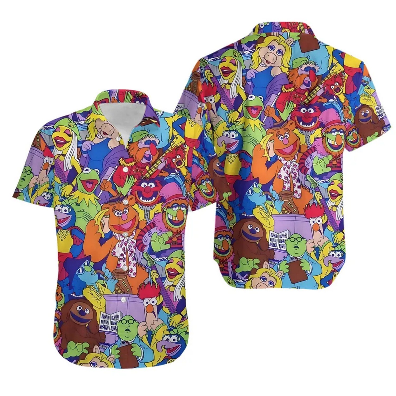 colorful the muppet show cartoon hawaiian shirt nkjhv
