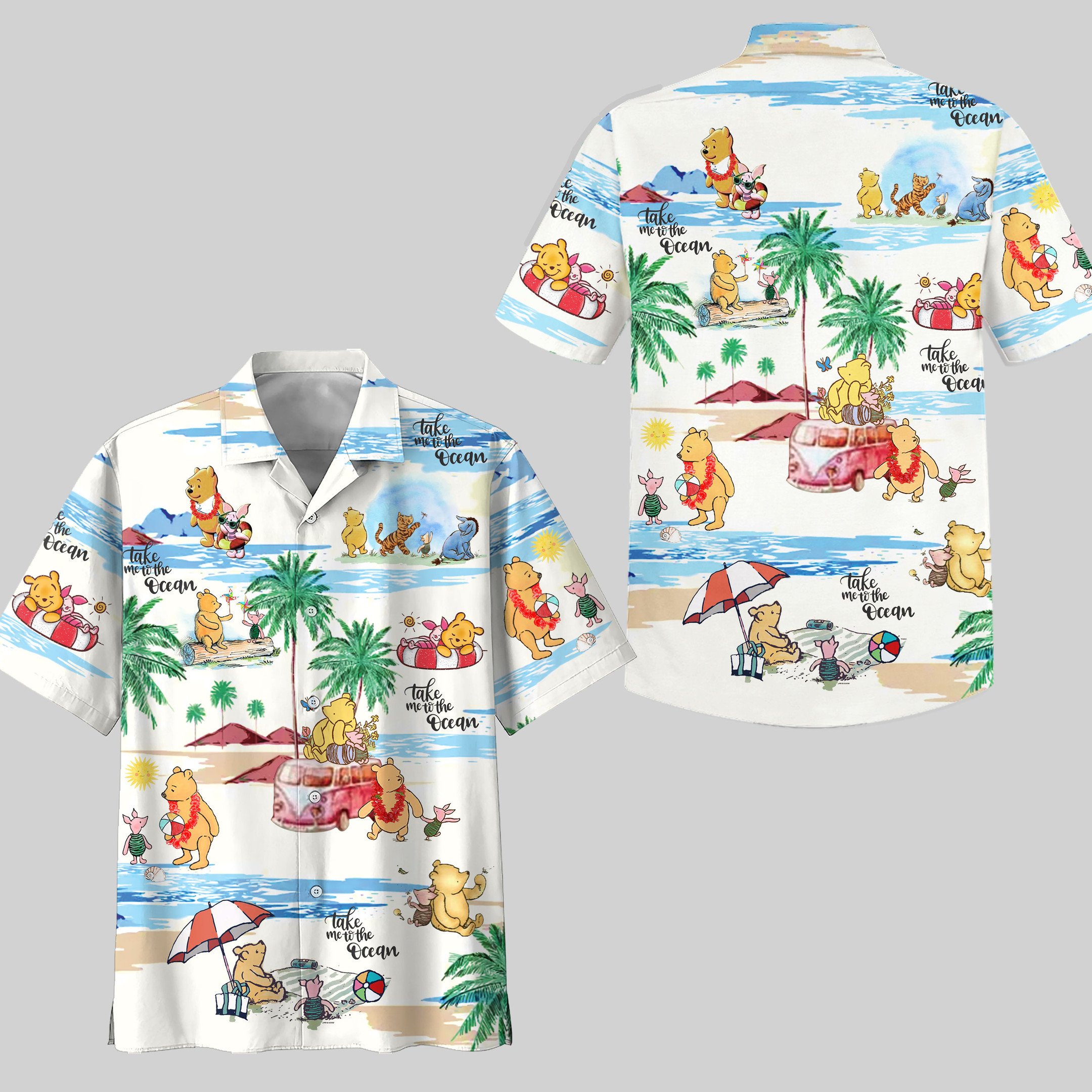 comfort cloth winnie the pooh go to beach hawaiian shirt mmegj