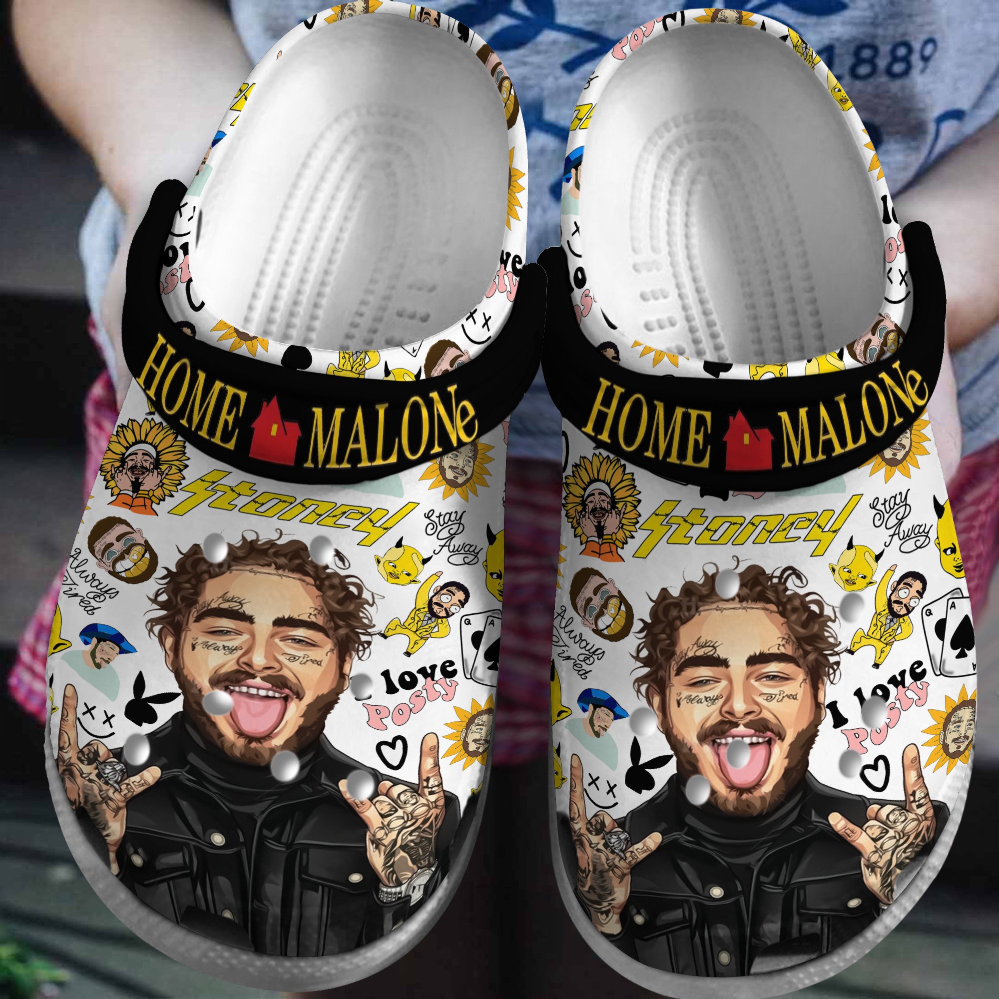 comfortable and soft post malone white clogs for kids 26 adults yoxl5