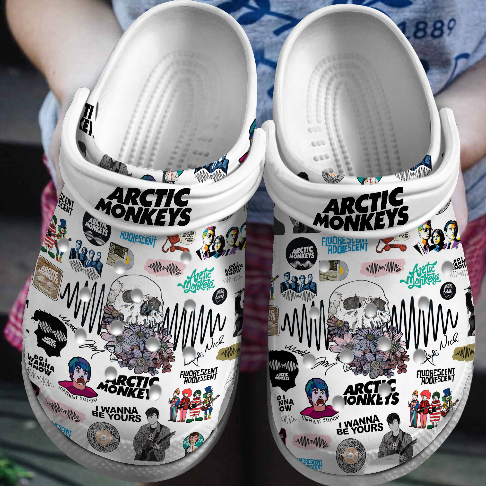 comfortable arctic monkey weird white clogs for kids and adults vuxnp