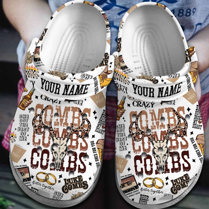 comfortable luke combs white custom clogs for kids 26 adults s2n1t