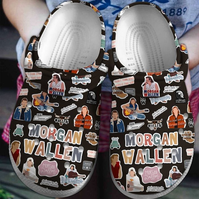 comfortable morgan wallen black clogs shoes unique gift for music fans eqpwc