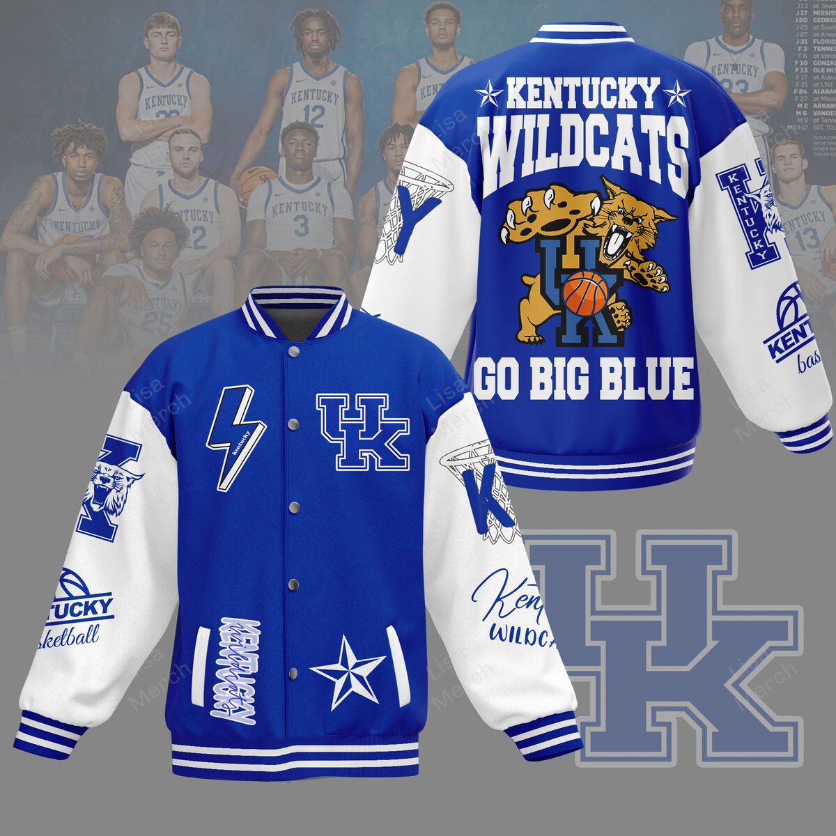 comfy kentucky wildcats ncaa sport go big blue baseball jacket 4vp0c