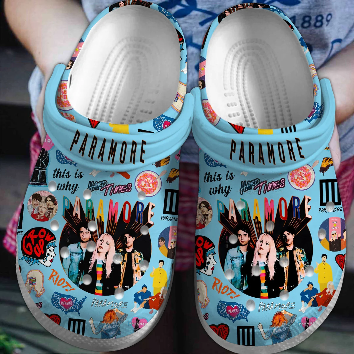 cool blue paramore music band clogs for men 26 women ieetg