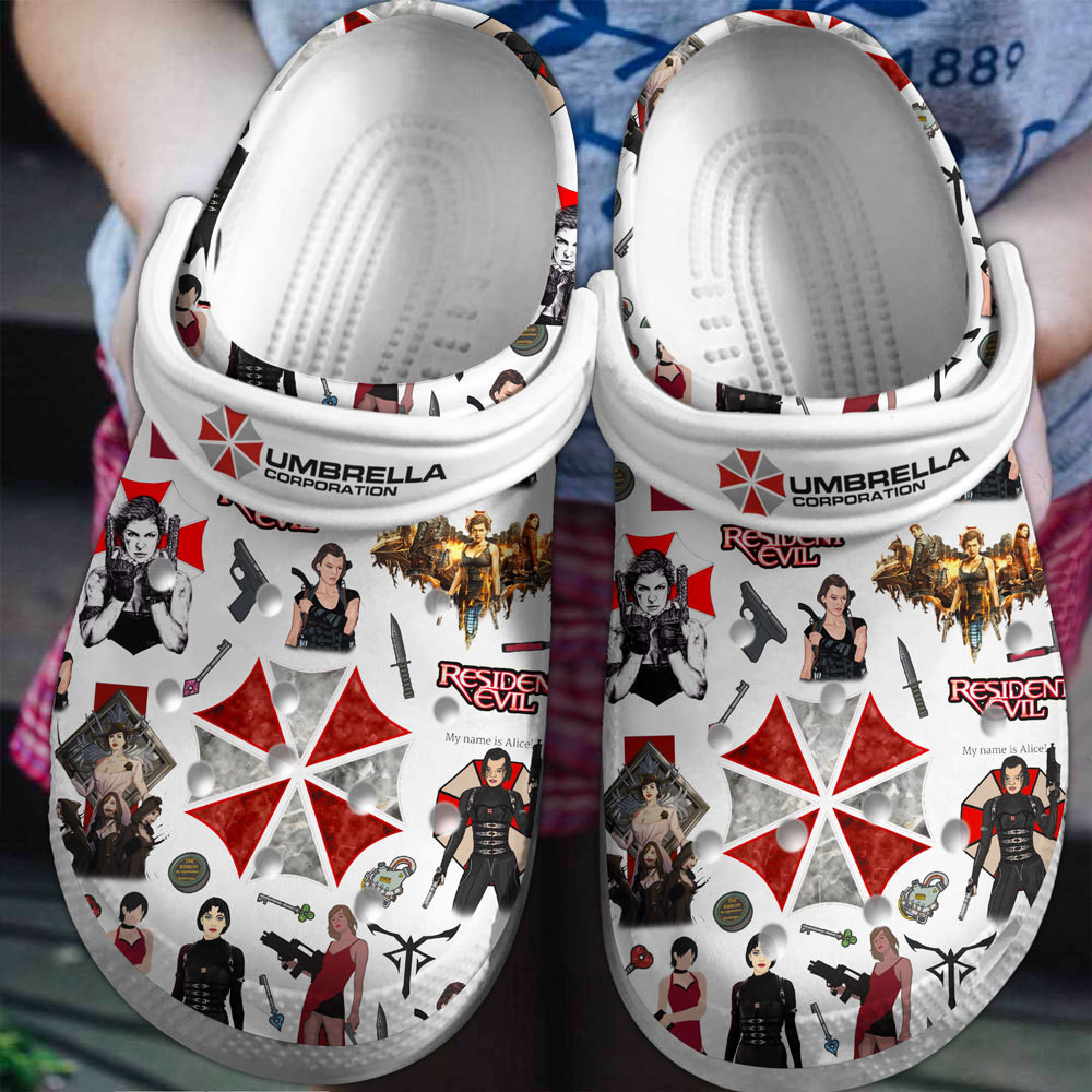cool classic sandals umbrella corporation resident evil white clogs shoes hx57n