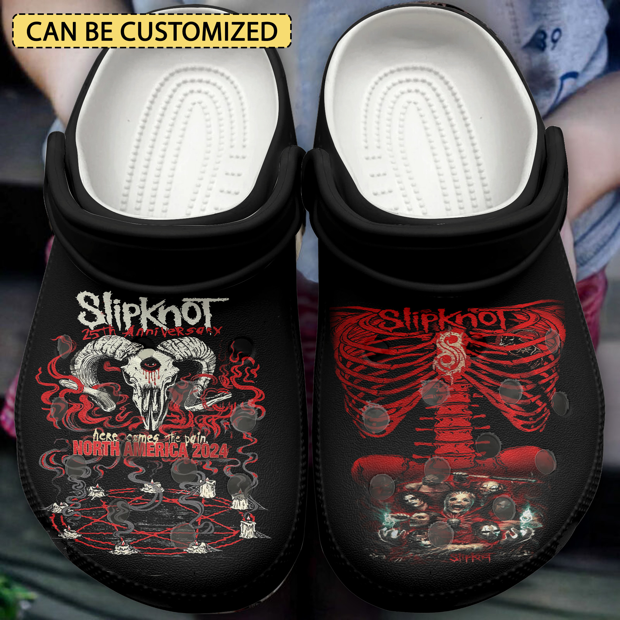 cool custom name black slipknot music clogs fast shipping worldwide lxblf