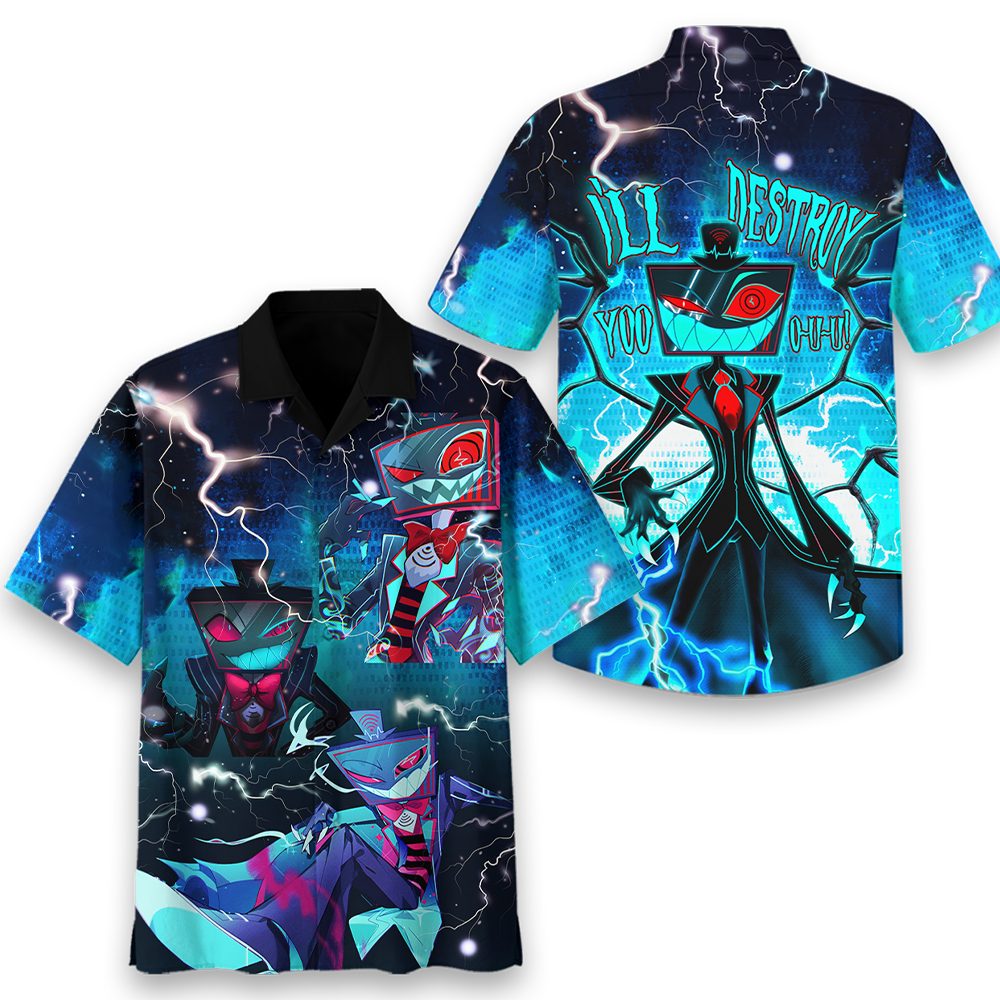 cool ill destroy you hazbin hotel cartoon hawaiian shirt xjeos