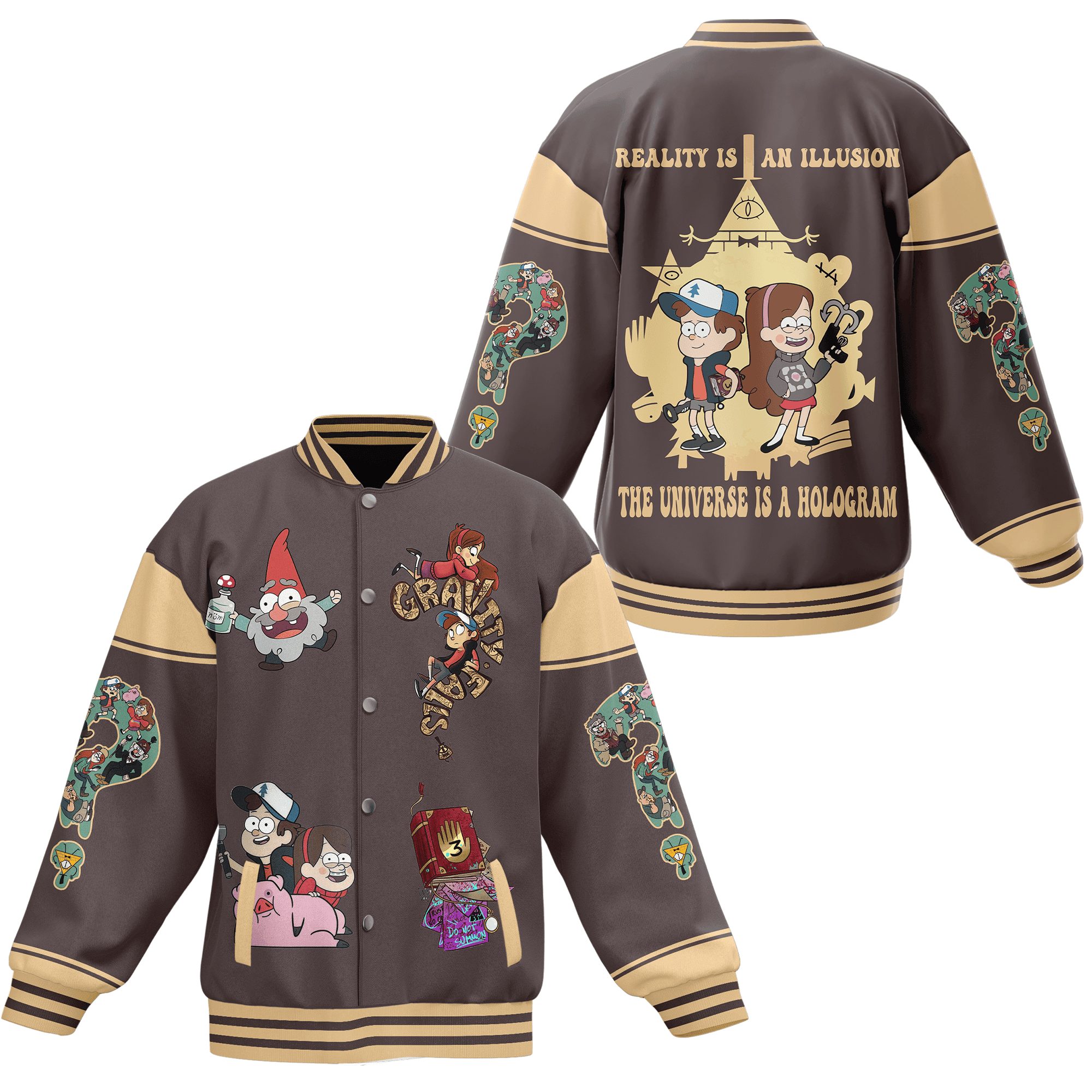 cool reality is an illusion gravity falls mysterious baseball jacket yce7p
