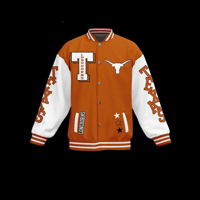 cool texas longhorn hook em horn baseball jacket qrf0z