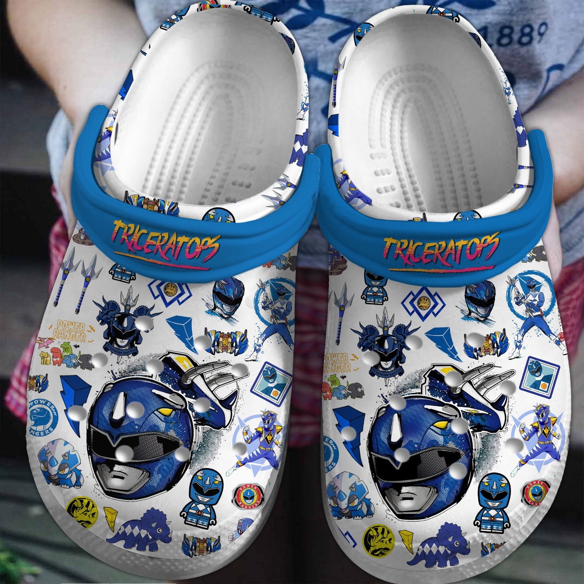 cool triceratops blue power rangers movie clogs for kids and adults yh7qy