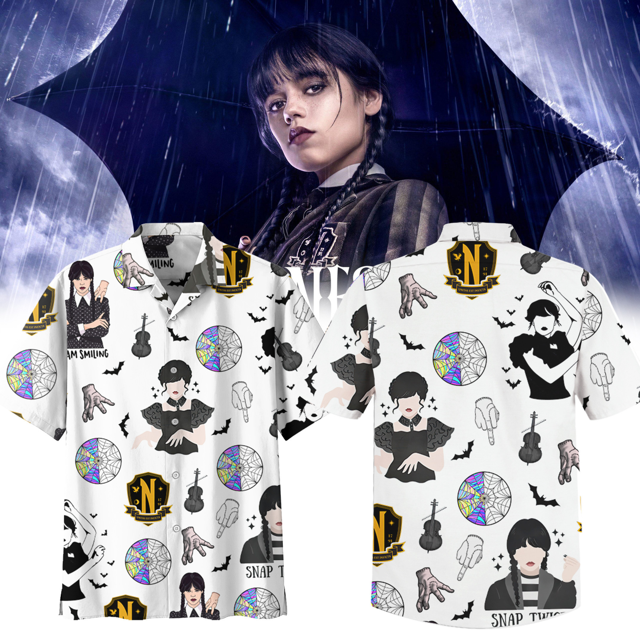 cool wednesday addams movie hawaiian shirt zfip9