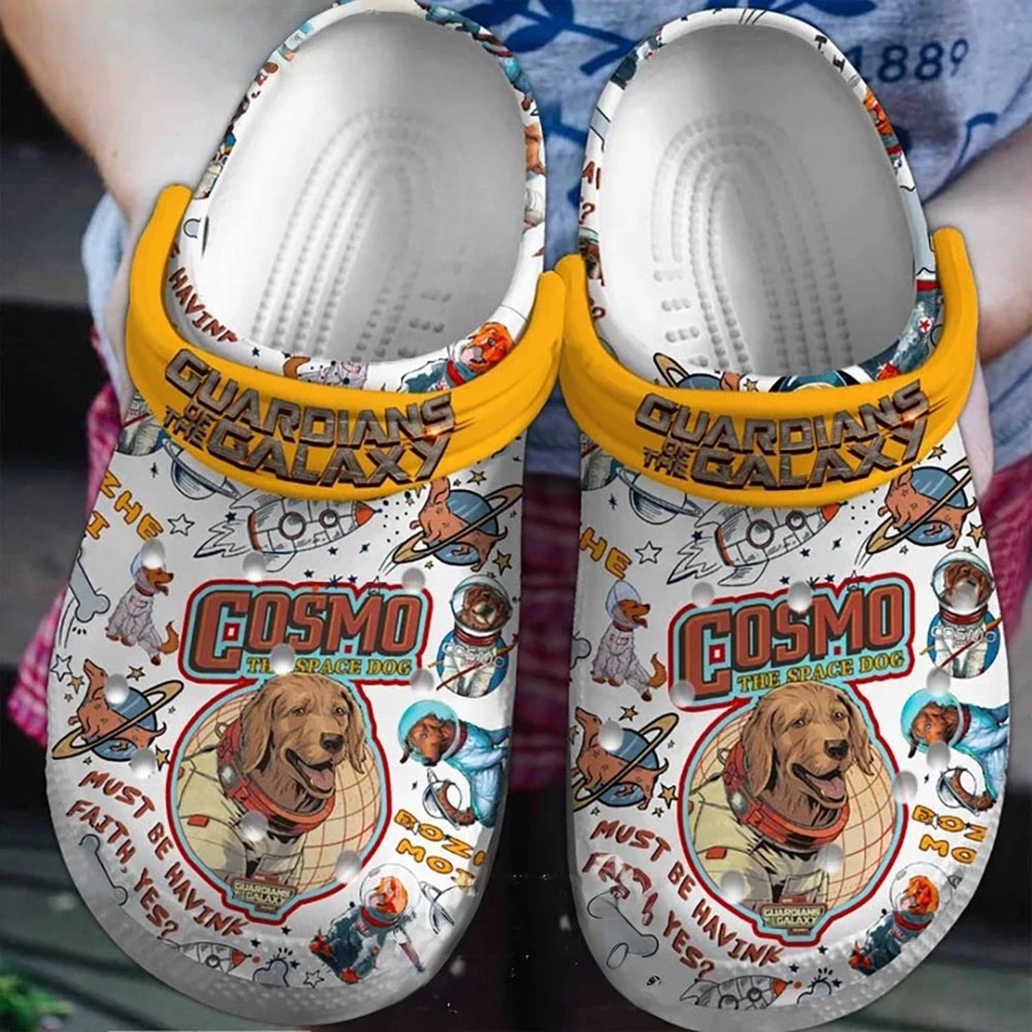 cosmo guardians of the galaxy white clogs for kids 26 adults t7gjc