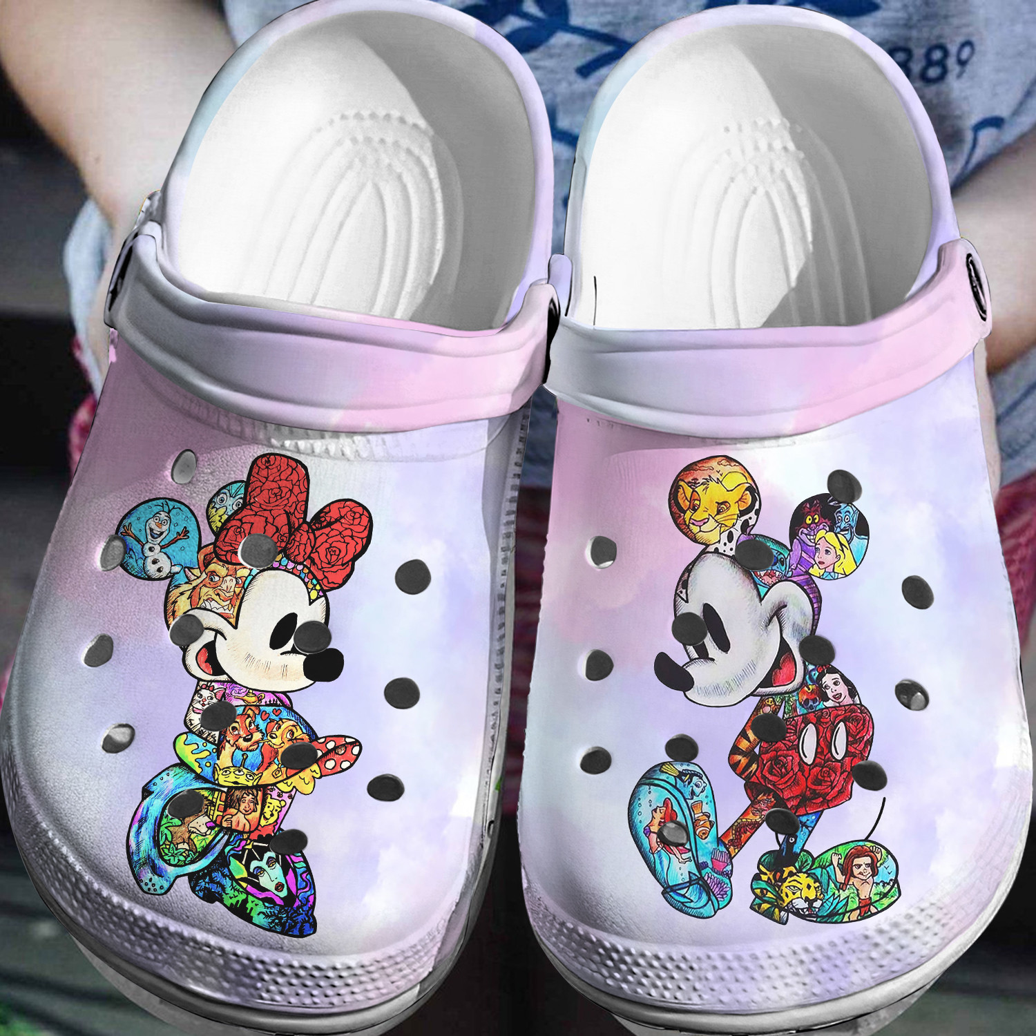 cosplay fairy tale style mickey and minie pastel purple pink clogs for kids 26 adults gwnoo
