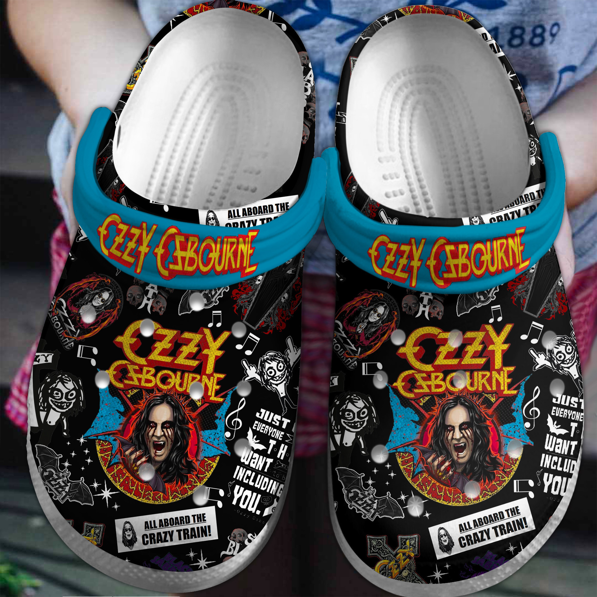 crazy black slippers ozzy osbourne music clogs for kids and adults mft3l