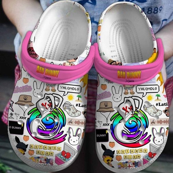 crazy colorful music sandals bad bunny white clogs for kids and adults gviey