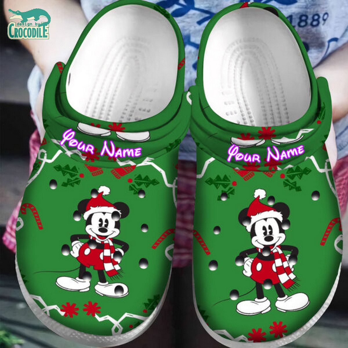 custom fashion chistmas mickley mouse green clogs for kids 26 adults y5z38