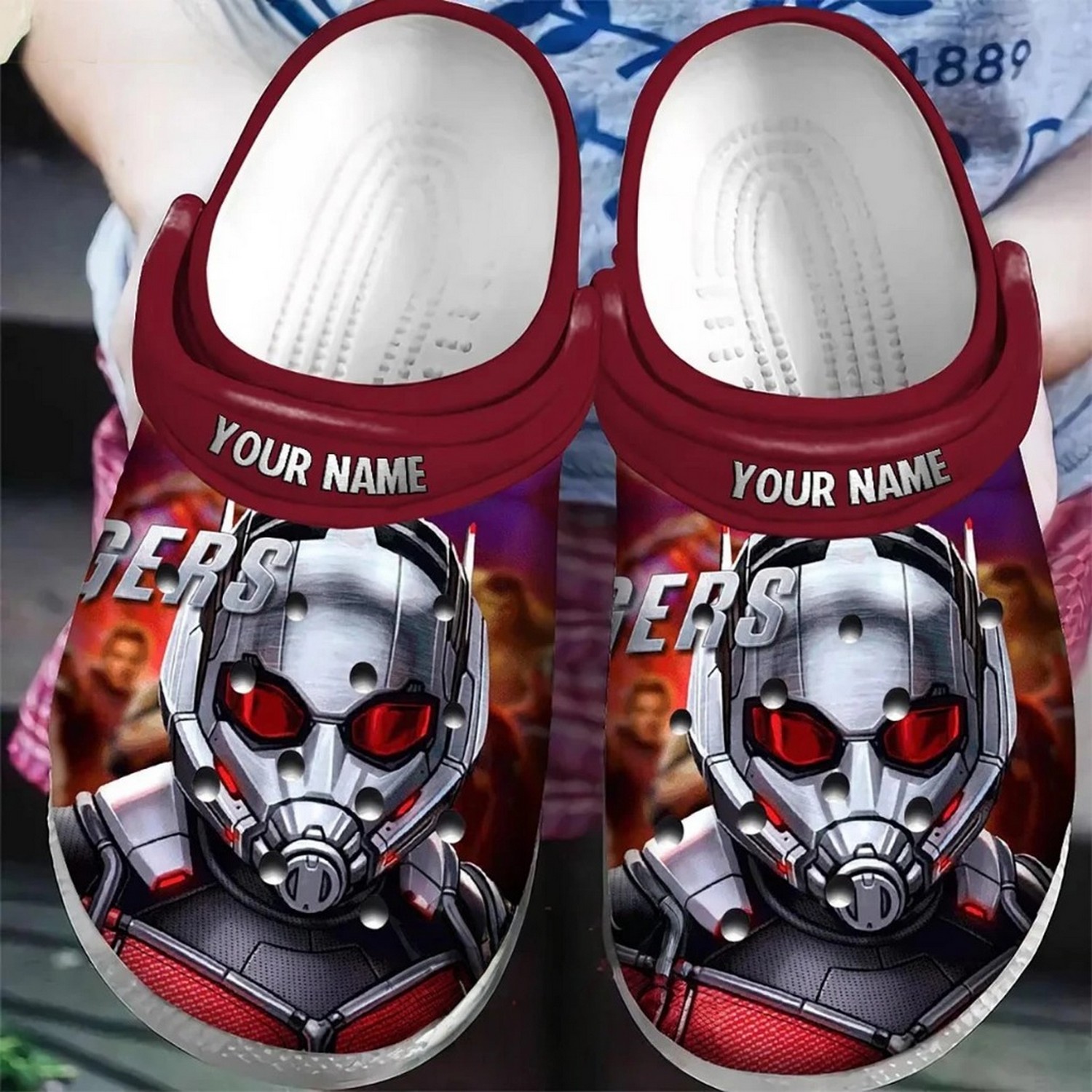 custom name ant man gers red clogs for kids and adults qby8c