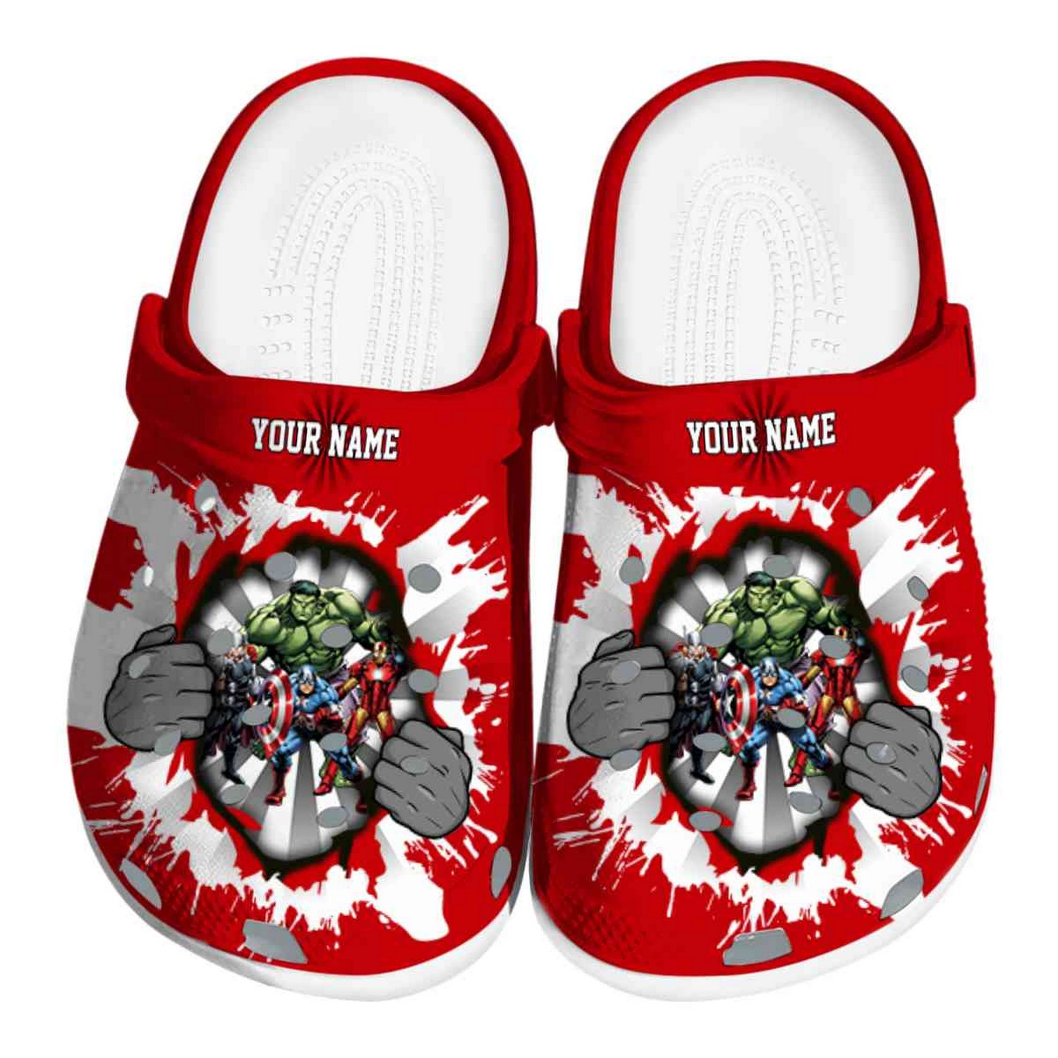 custom name avengers gripping hand clogs for kids and adults hzshc