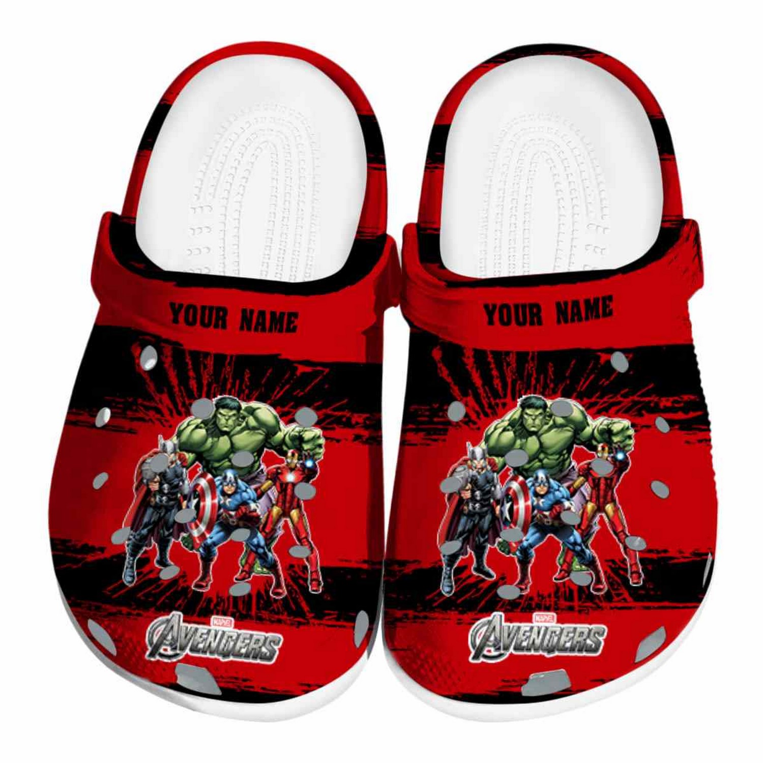 custom name avengers paint splatter graphics clogs for kids 26 adults ib4rj